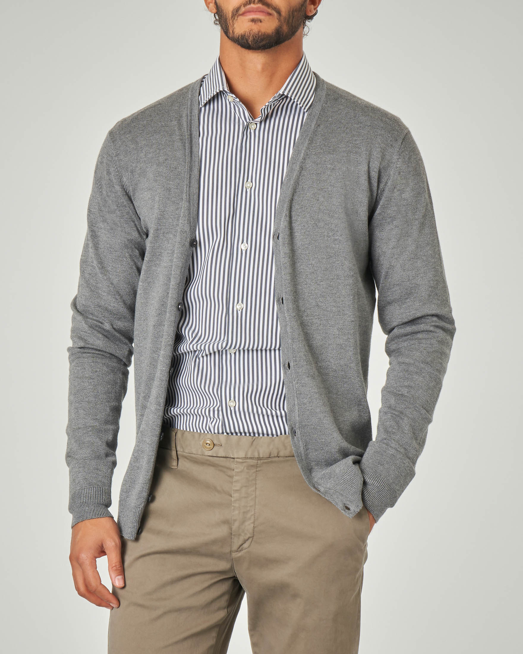 Cardigan Paul Baker grigio chiaro in viscosa