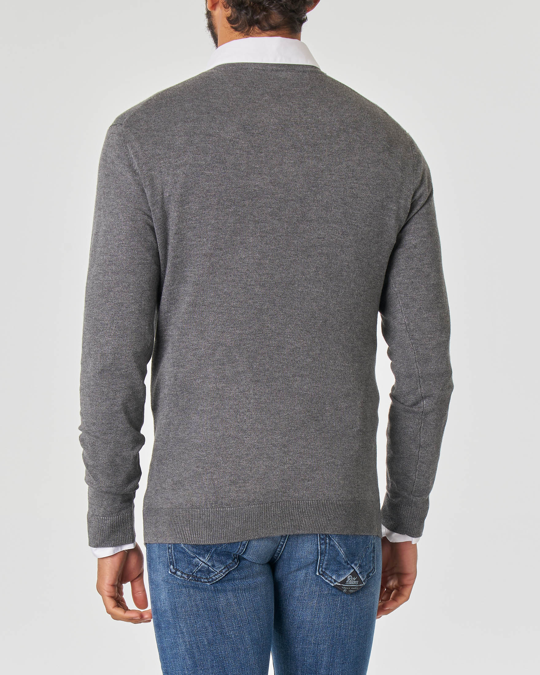 Maglia Paul Baker grigia scollo a V tinta unita