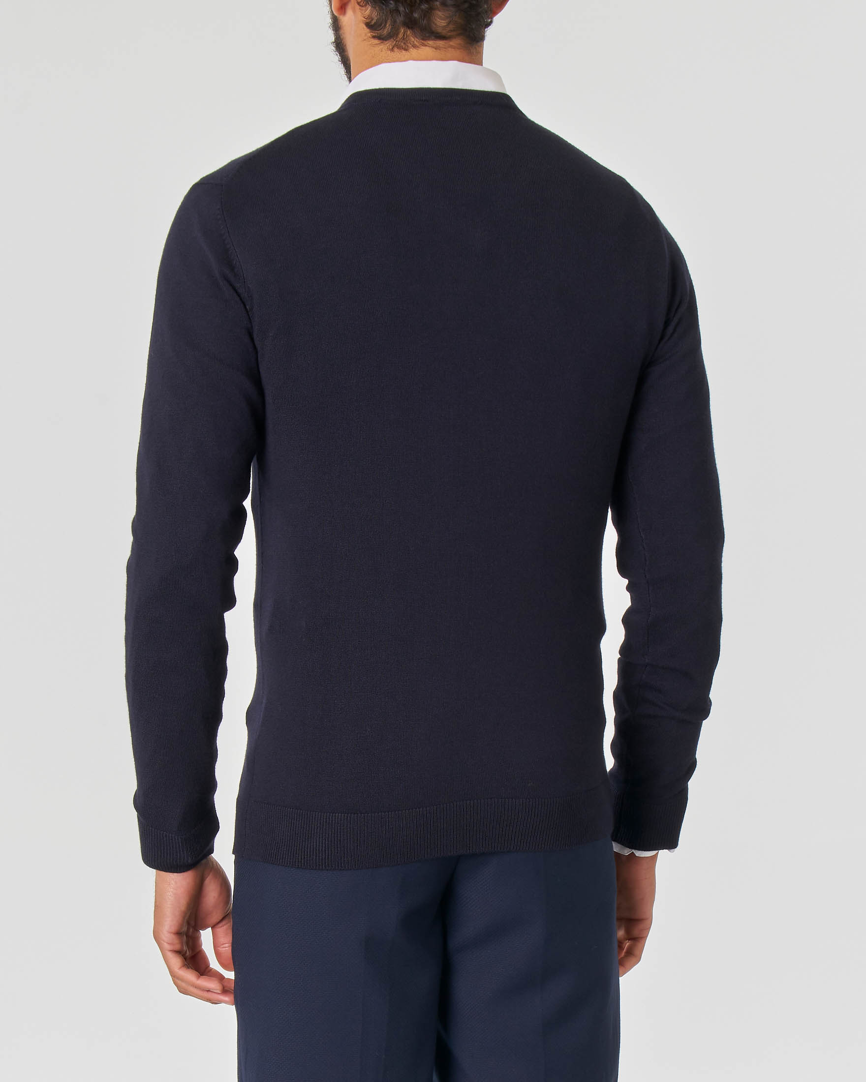 Maglia Paul Baker blu scollo a V tinta unita