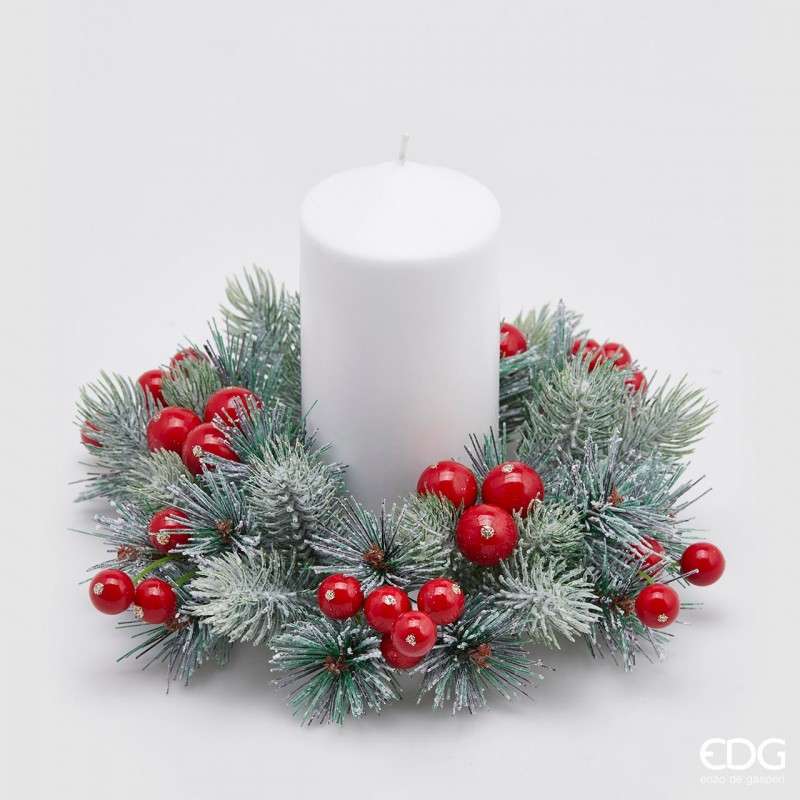 Coroncina  Pino Argentato con Bacche d.20  Edg