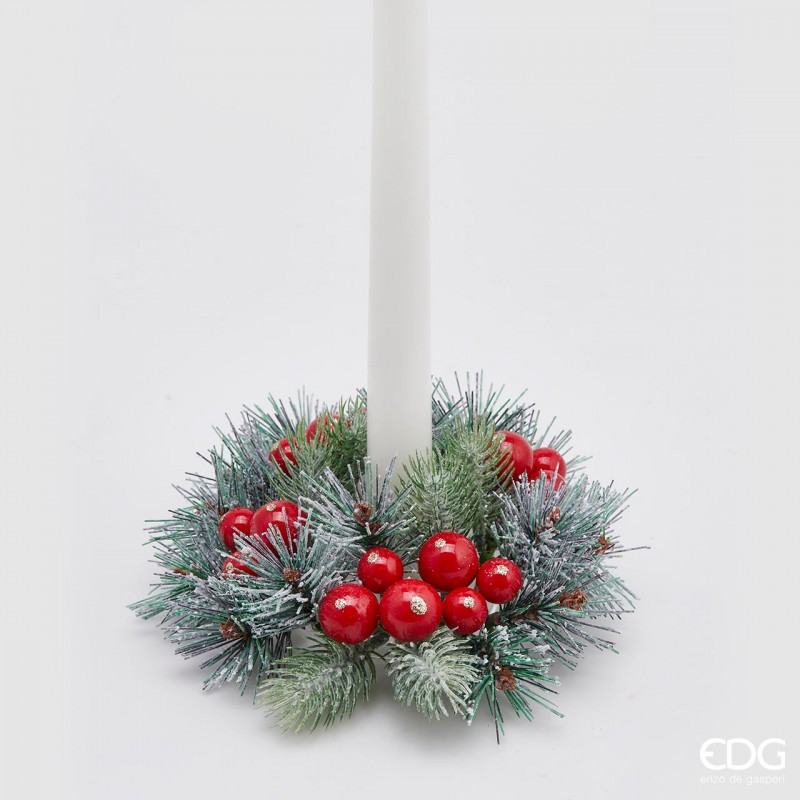 Corona  Pino Argentato con Bacche d.16  Edg