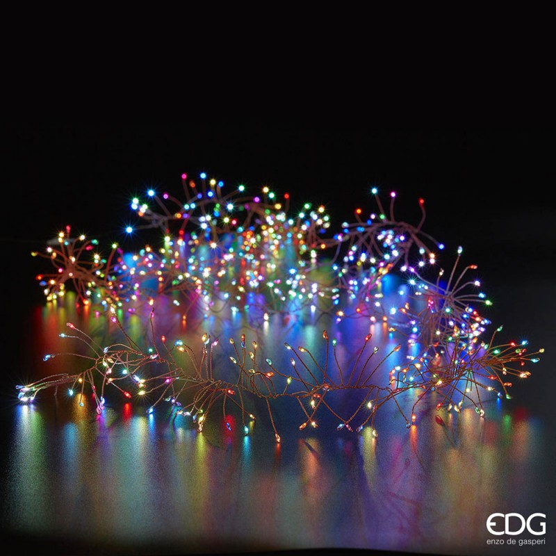 Luci Filo Microled per Interno 300 Microled Cavo Ramato Luci Multicolor Multieffetti 7 Colori + 3 Velocità 2 mt+ 3 mt. Edg