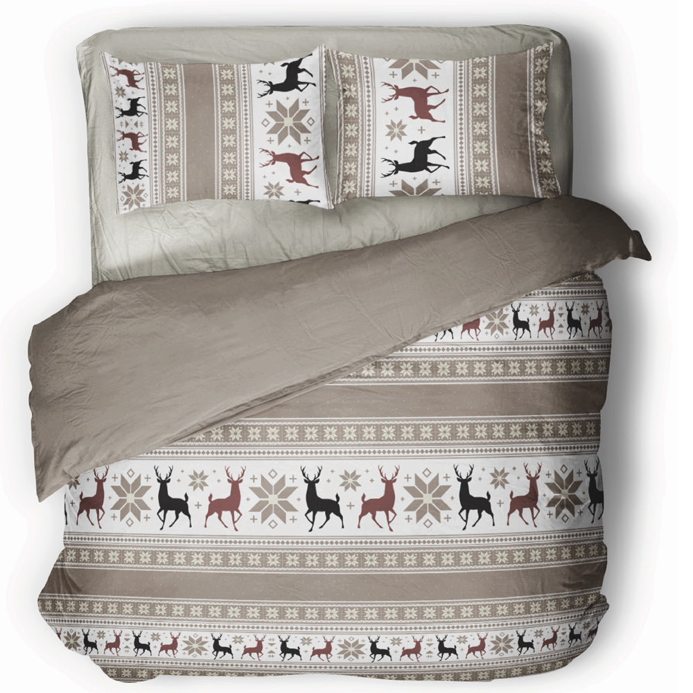 Completo Lenzuola Letto 100% Cotone Tirolese - Design Corvara, Matrimoniale Maxi, Certificato Oeko-Tex, Made In Italy