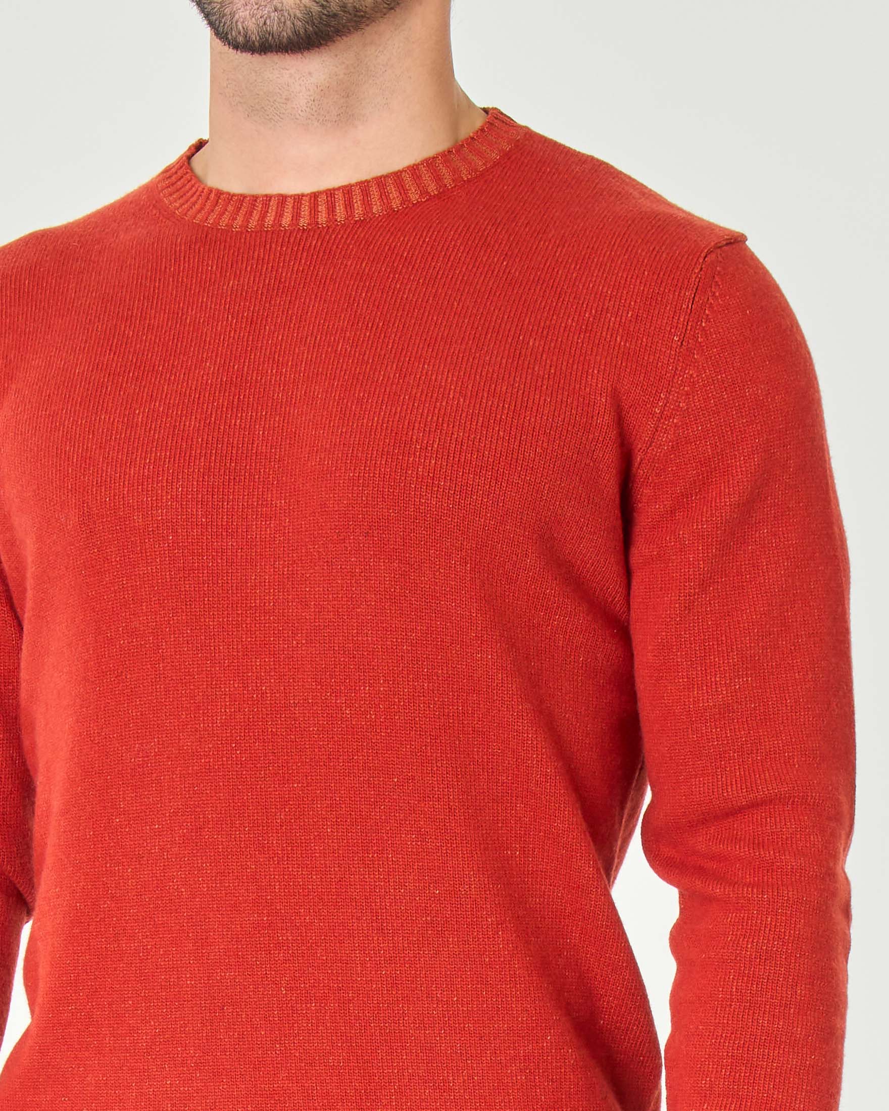 Maglia arancione girocollo in misto lana e cachemire