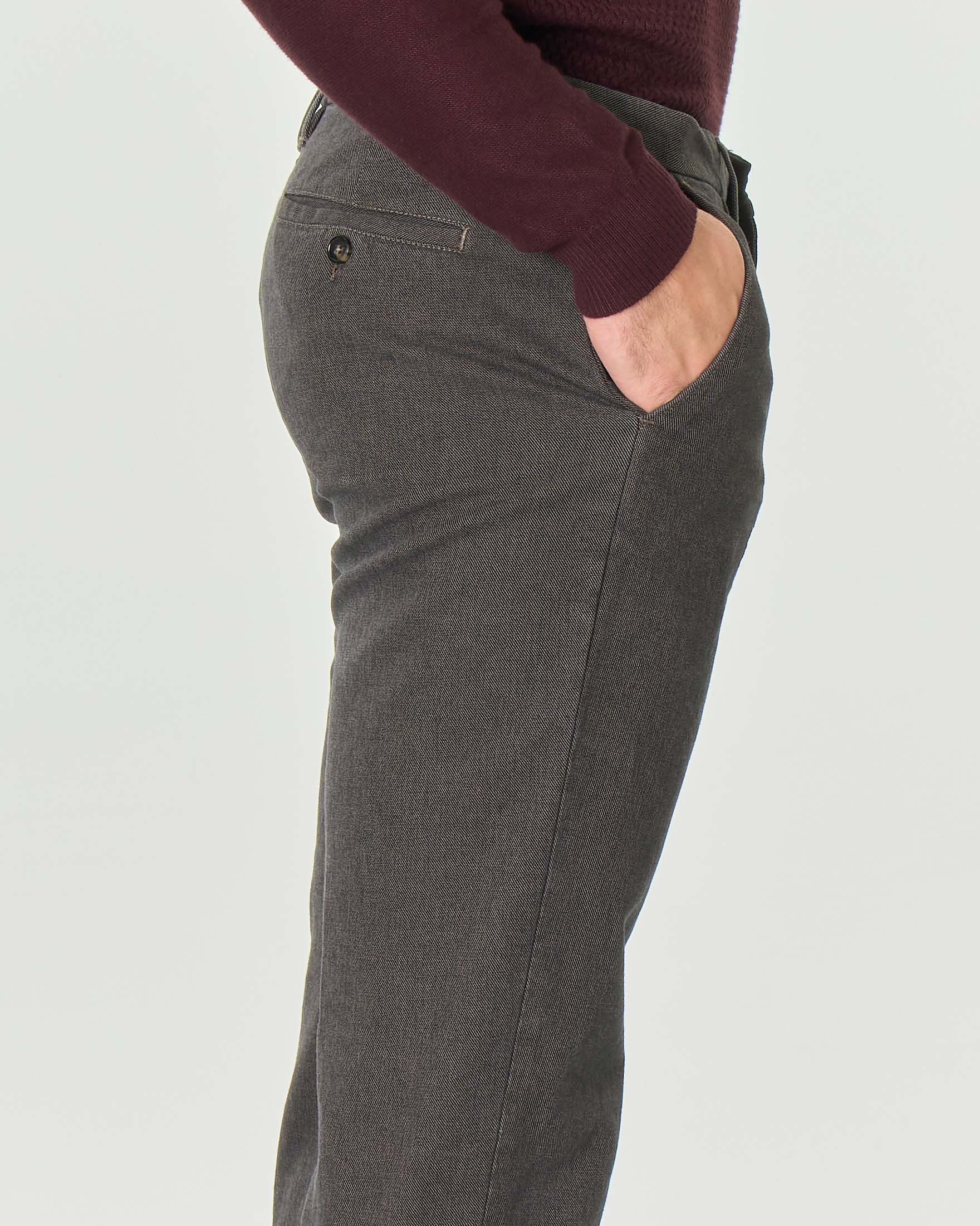 Pantalone chino fango micro armatura in cotone stretch image