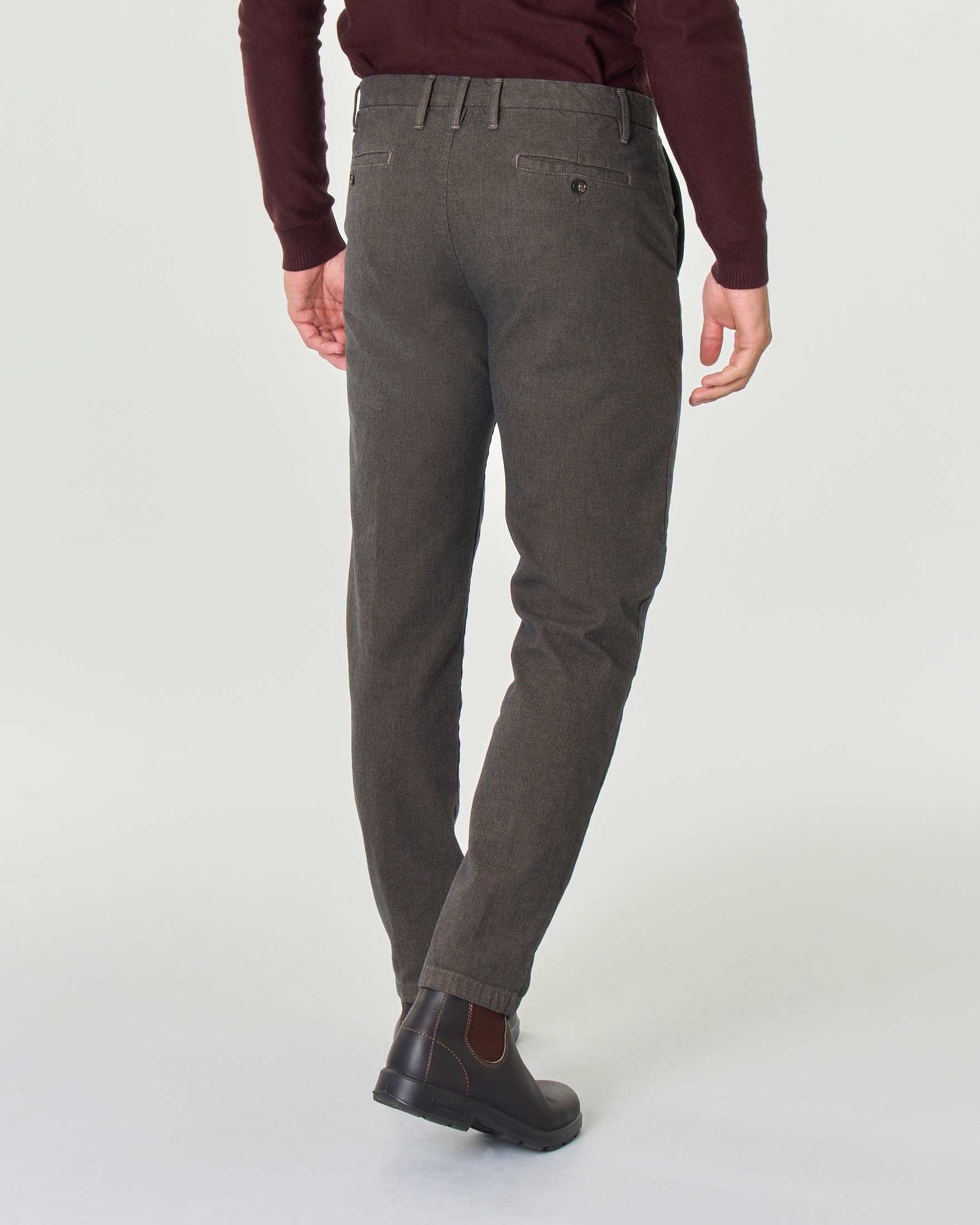 Pantalone chino fango micro armatura in cotone stretch