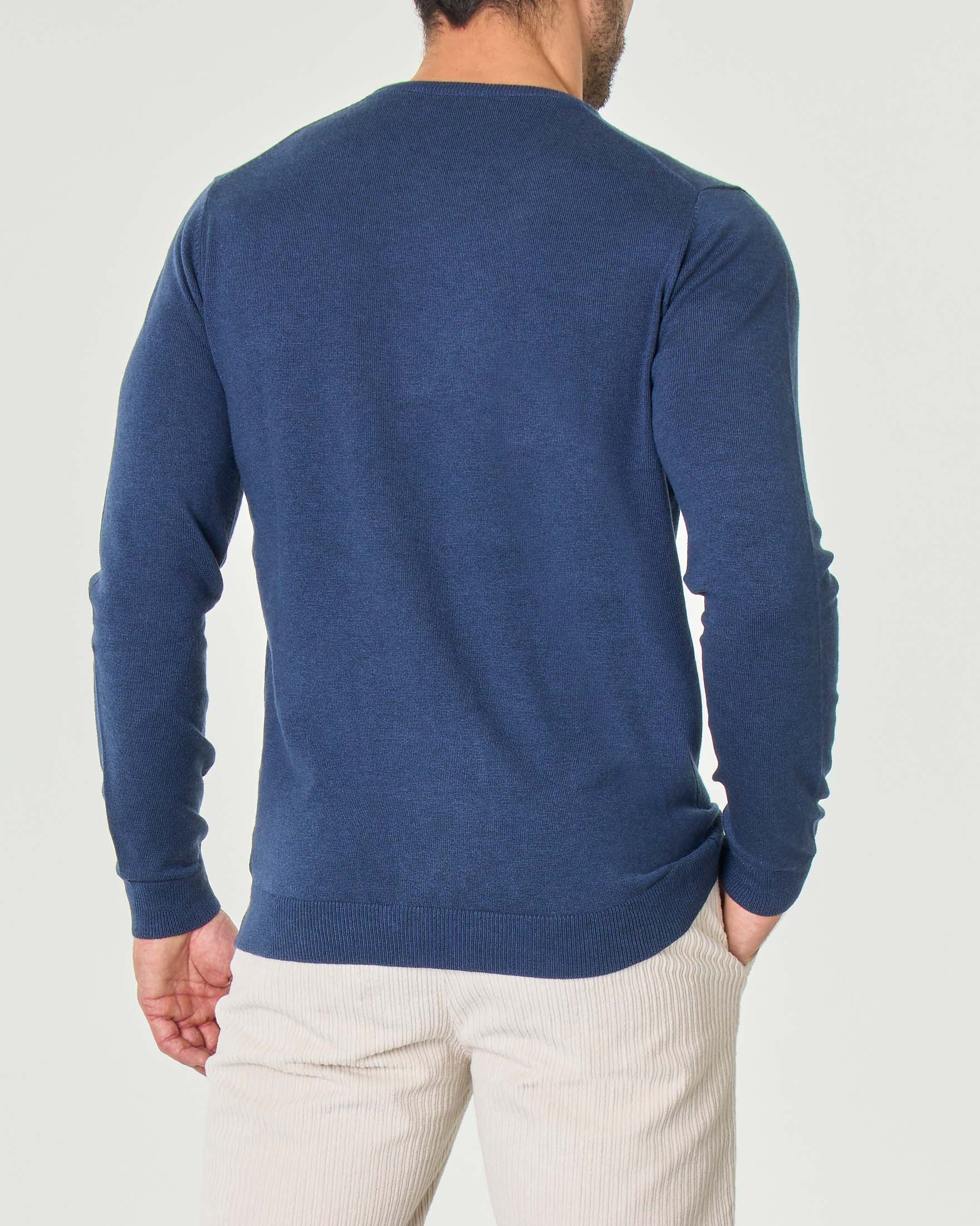 Maglia girocollo Paul Baker blu indaco tinta unita in misto lana