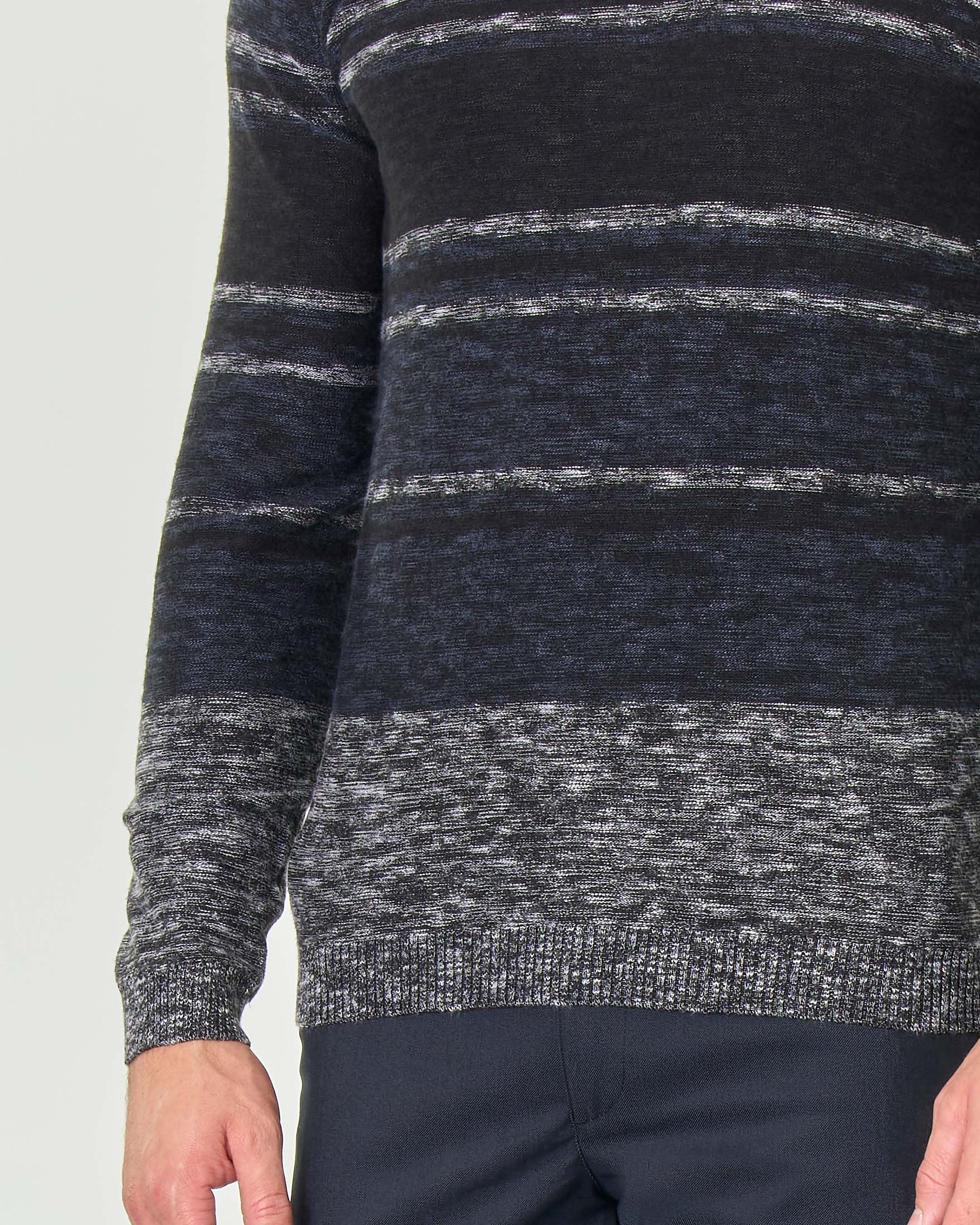 Maglia girocollo antracite grigio e avio effetto melange image