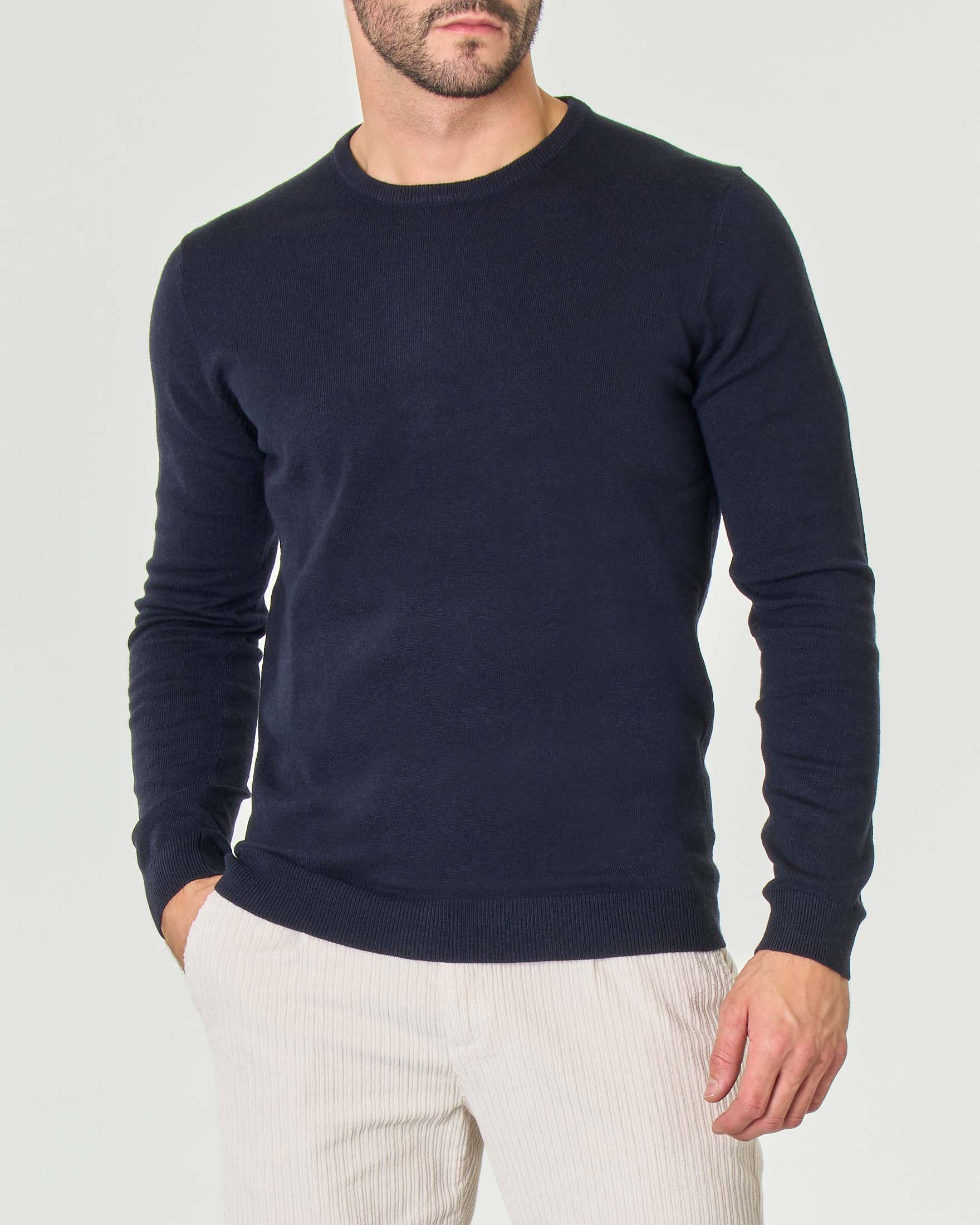 Maglia girocollo Paul Baker blu tinta unita in misto lana