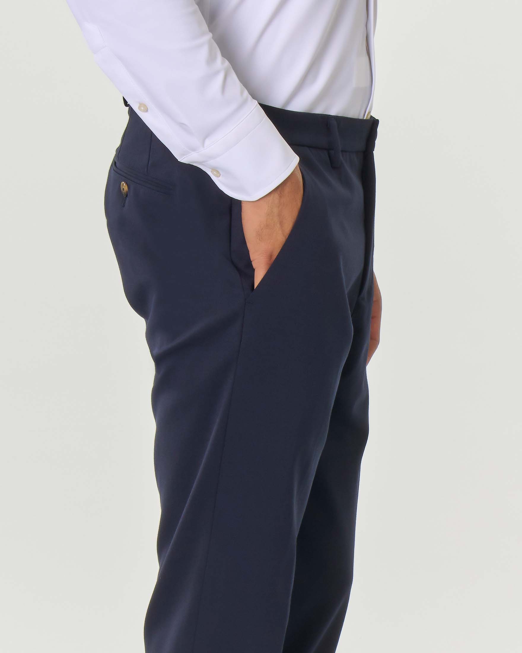 Pantalone chino blu in tessuto tecnico hyper comfort di lana image