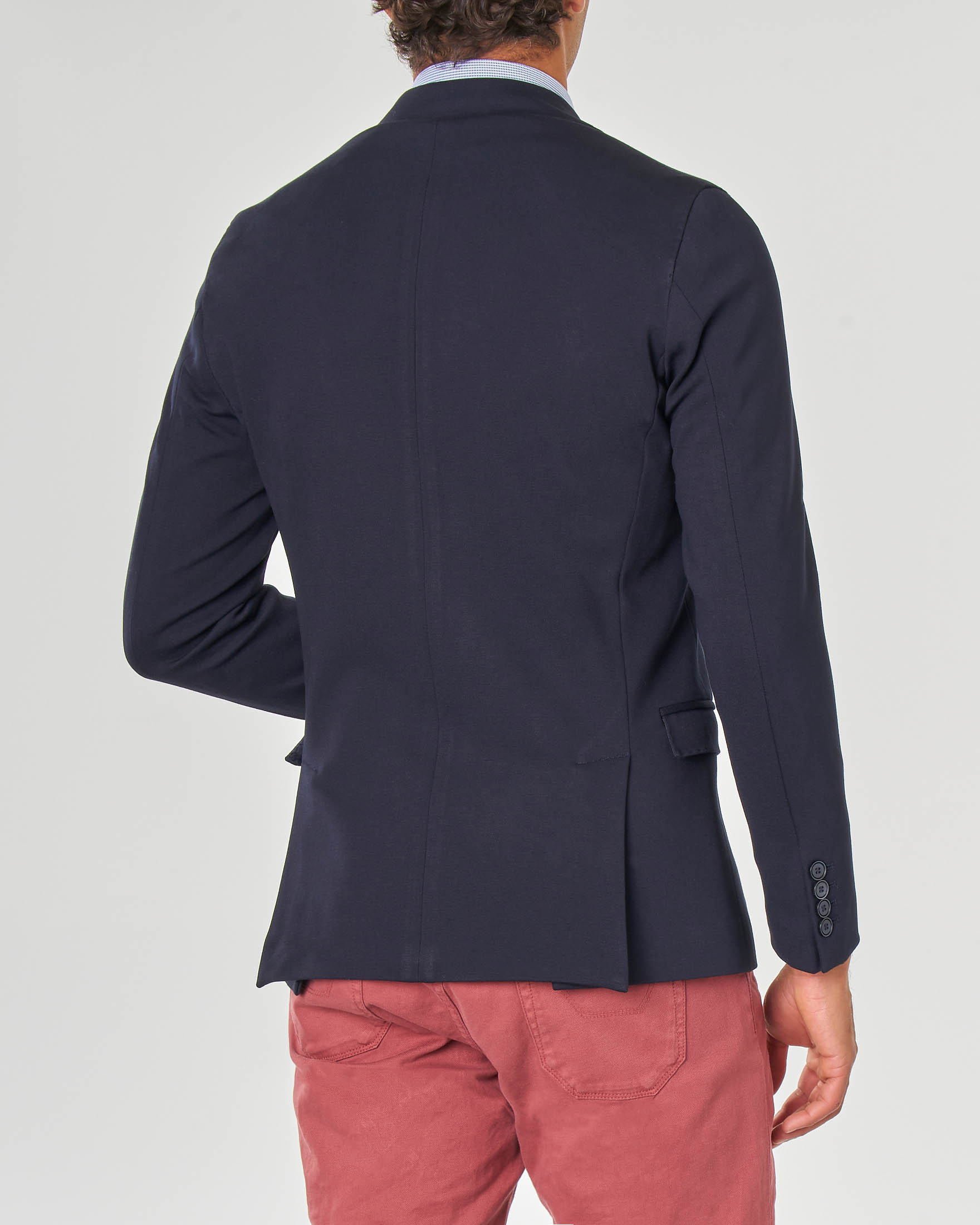 Blazer blu in jersey di viscosa stretch