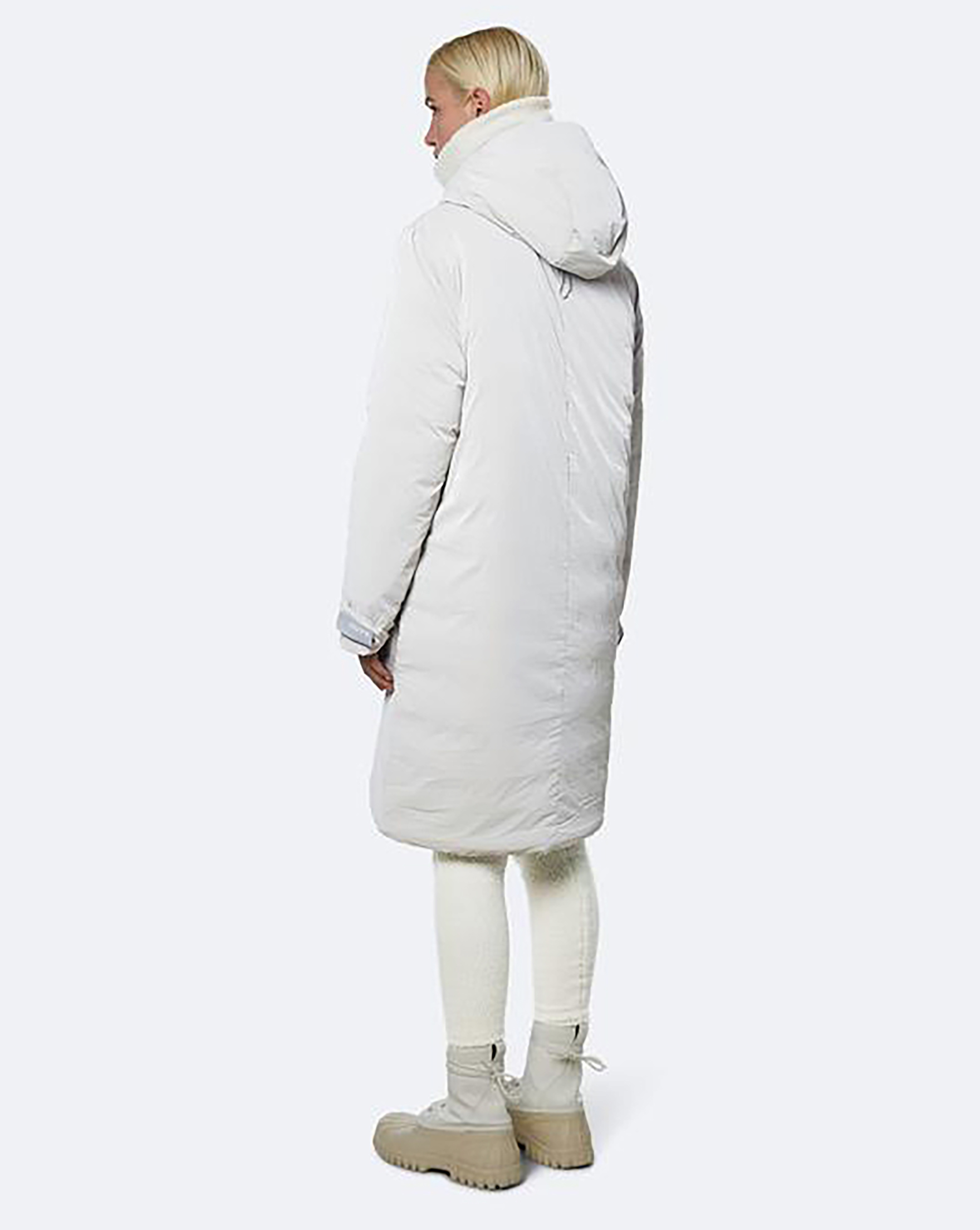 Avalanche Parka bianco con collo alto e cappuccio imbottito