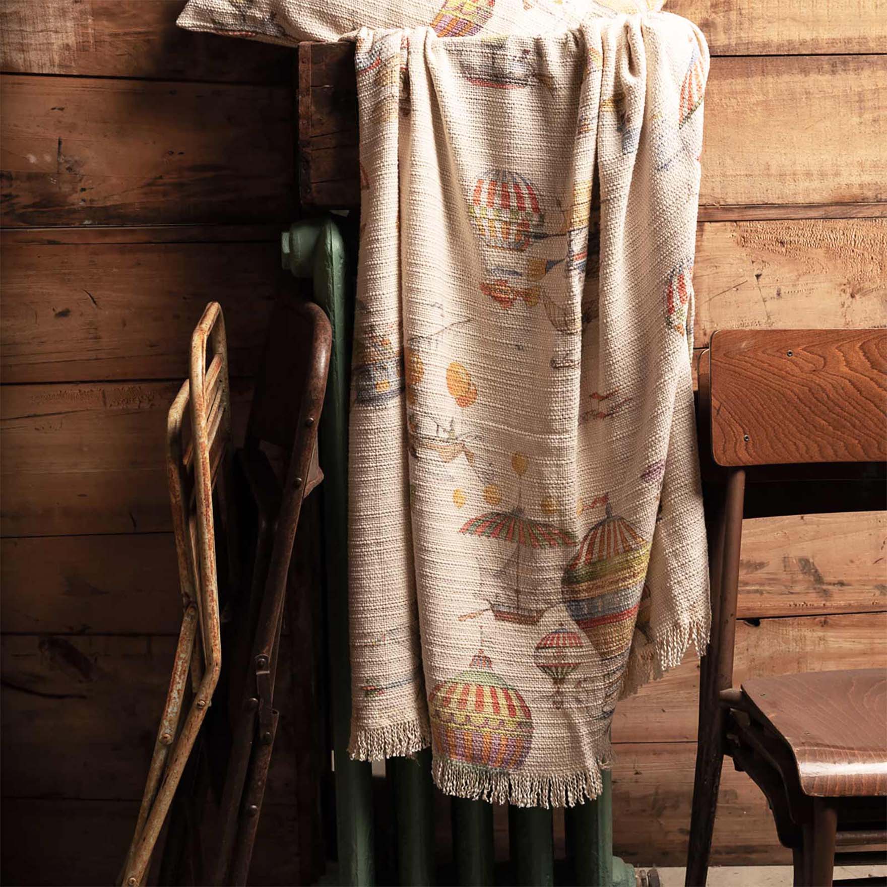 Plaid Flyby Telinus in cotone a stampa mongolfiere multicolore image