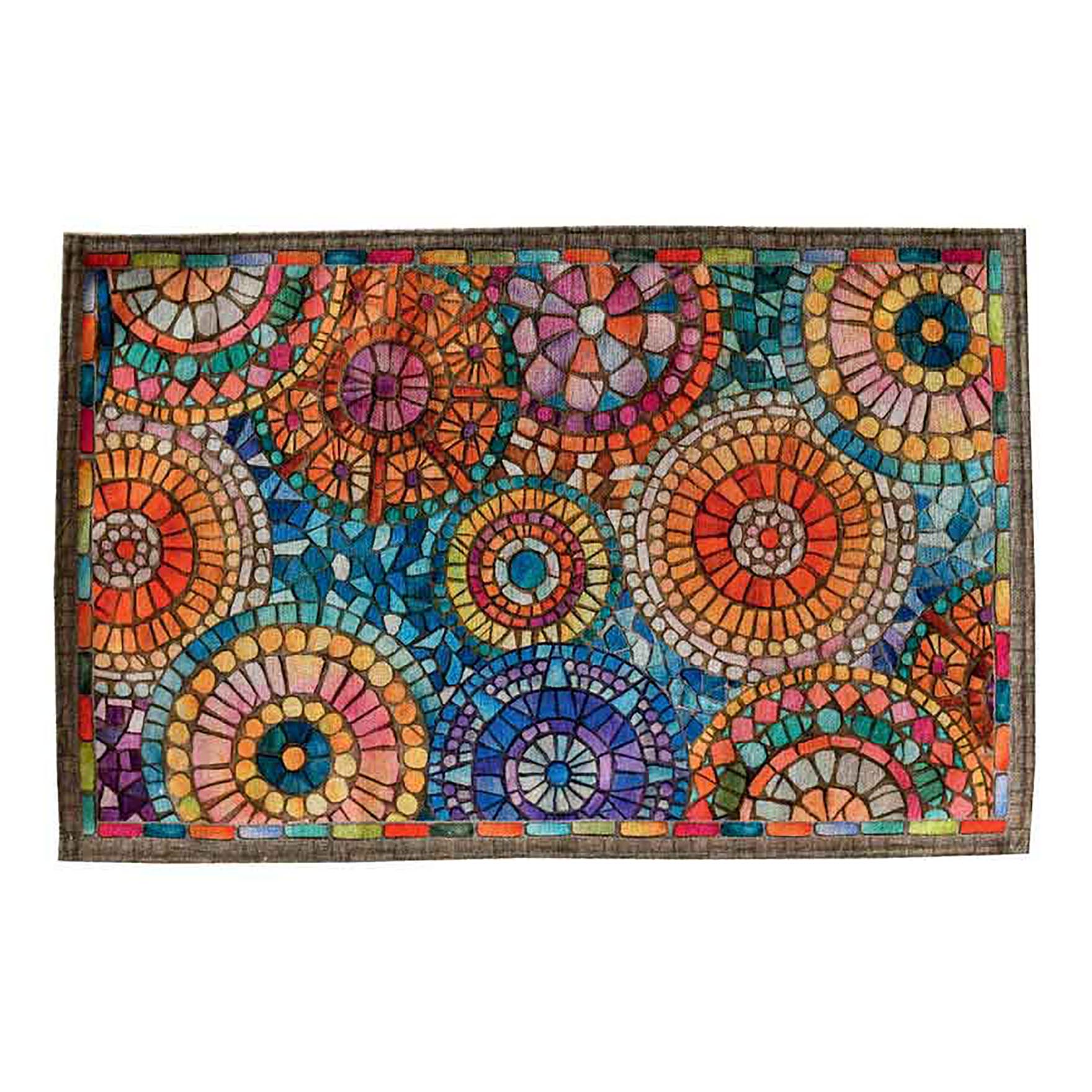 Tappeto 52x180cm in materiale riciclato a stampa rosoni multicolore
