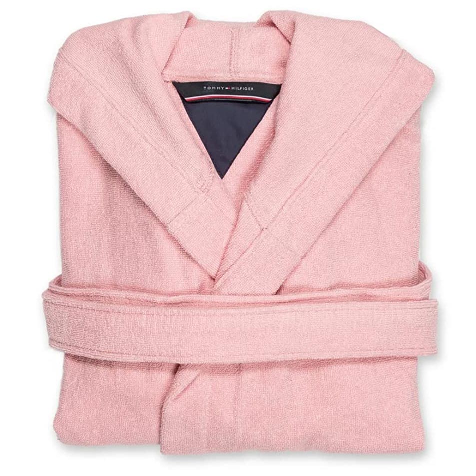 Accappatoio donna con cappuccio Tommy Hilfiger in spugna rosa