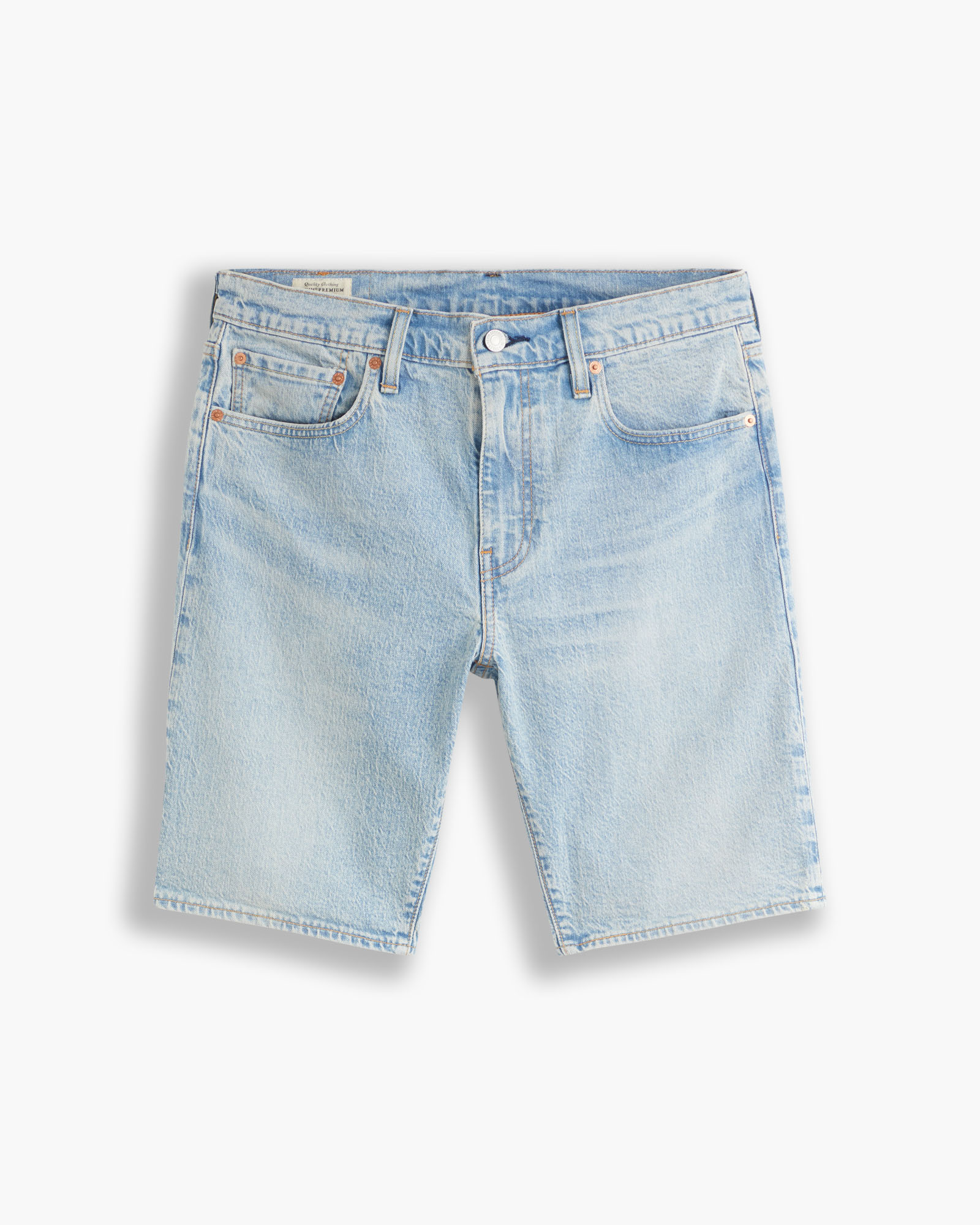 Bermuda jeans lavaggio chiaro bleach con vestibilità regular e gamba dritta