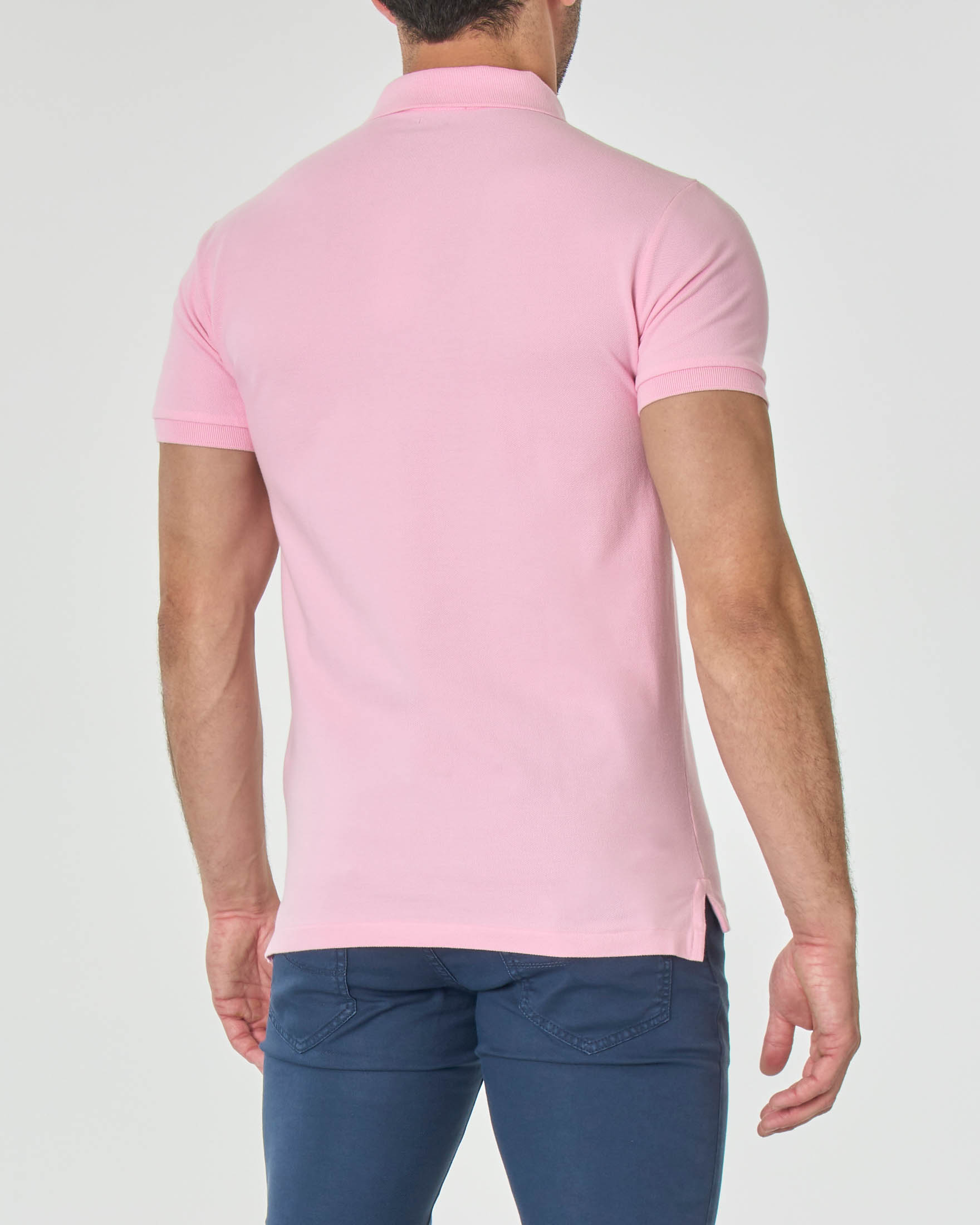 Polo rosa mezza manica in piquè slim-fit