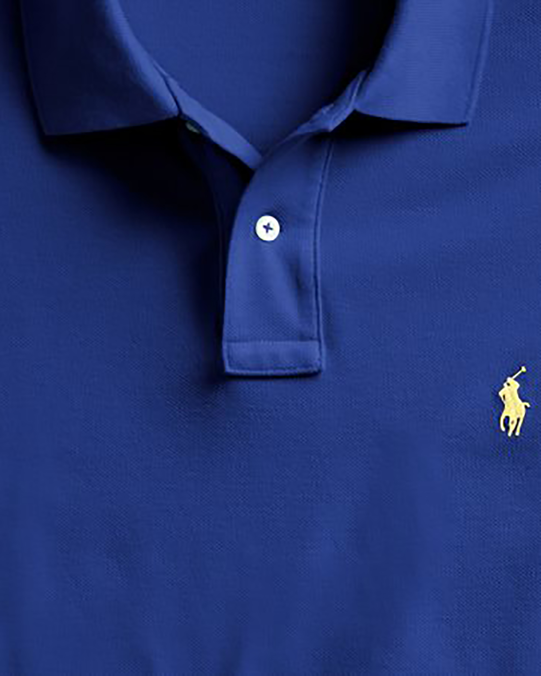 Polo blu royal mezza manica in piquè slim-fit