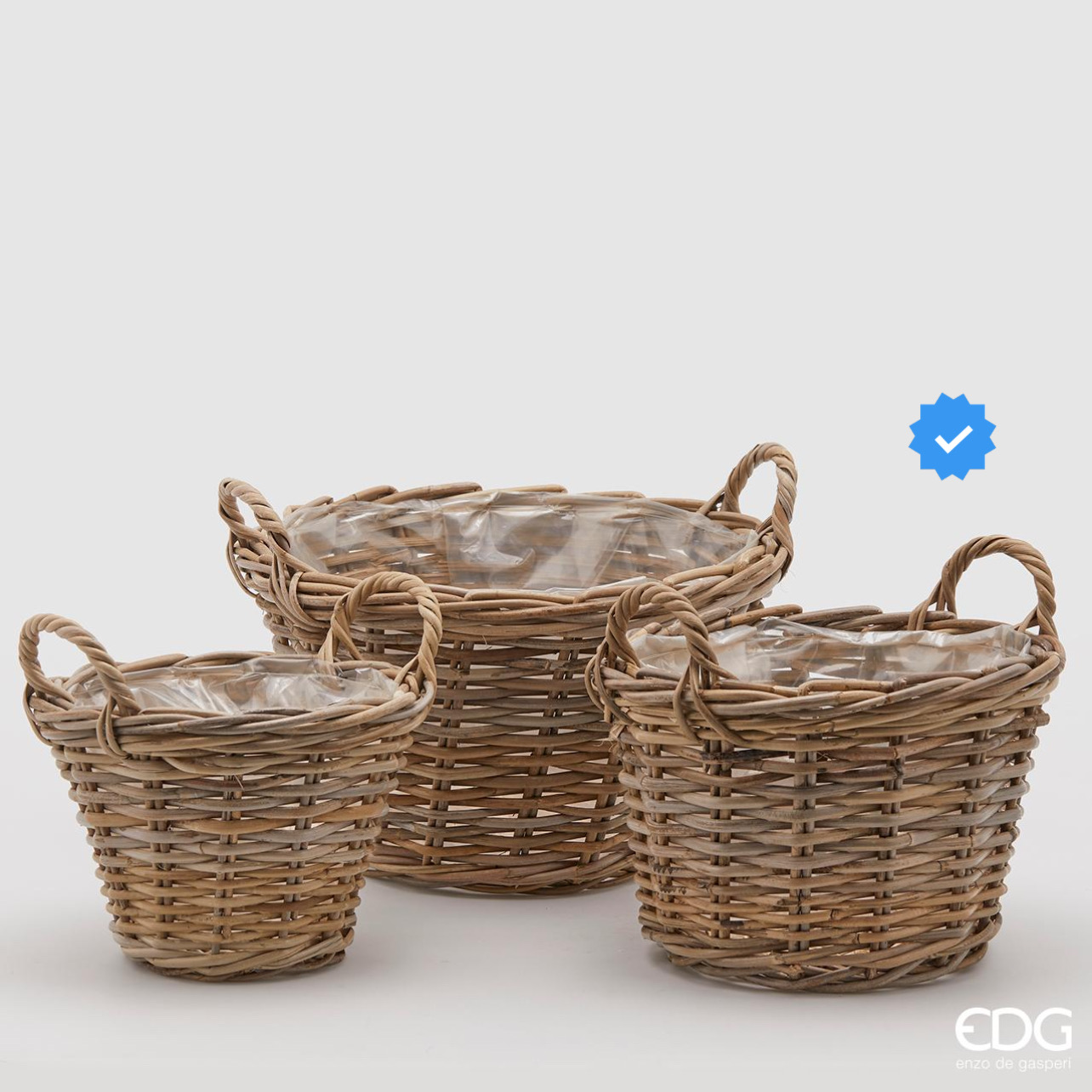 Cesto in Rattan Rotondo Svasato con Manici  S3 M2 d.32 h.28 Edg