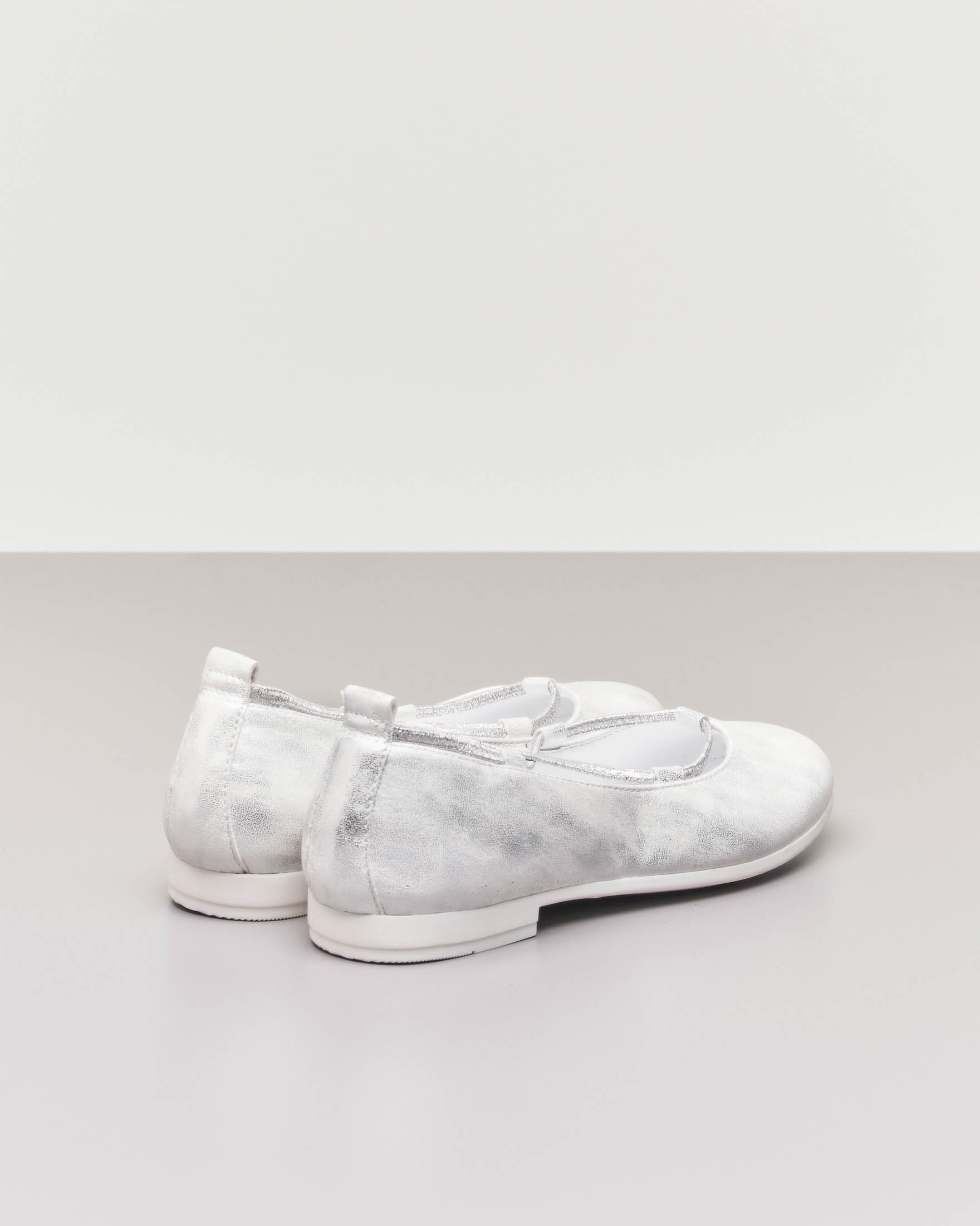 Ballerina da cerimonia in pelle color bianco e argento sfumato 35-38