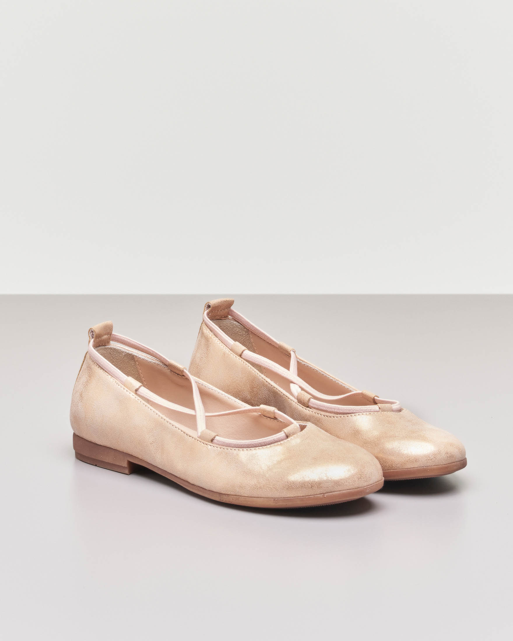 Ballerina da cerimonia in pelle color cipria sfumato 35-38