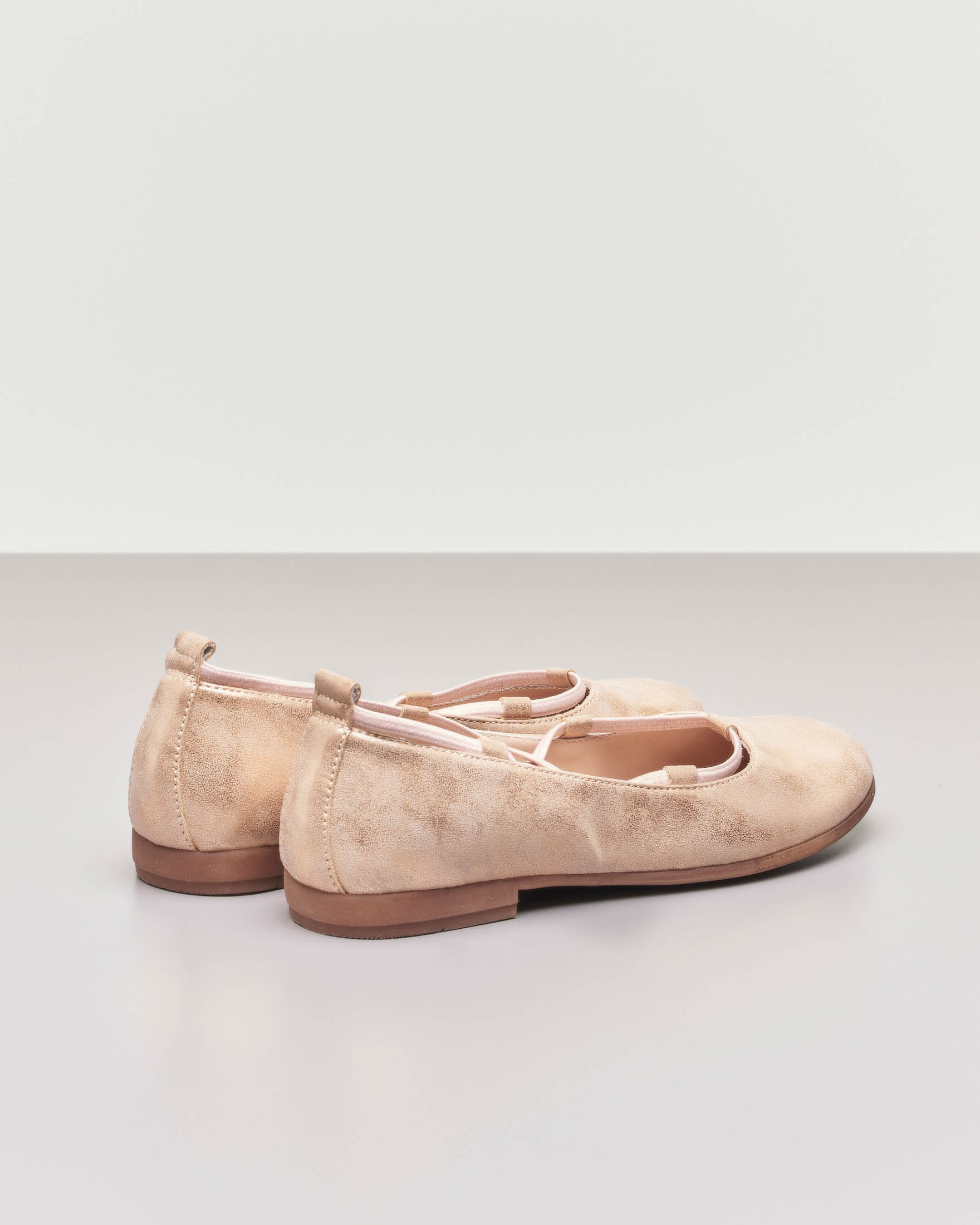 Ballerina da cerimonia in pelle color cipria sfumato 35-38
