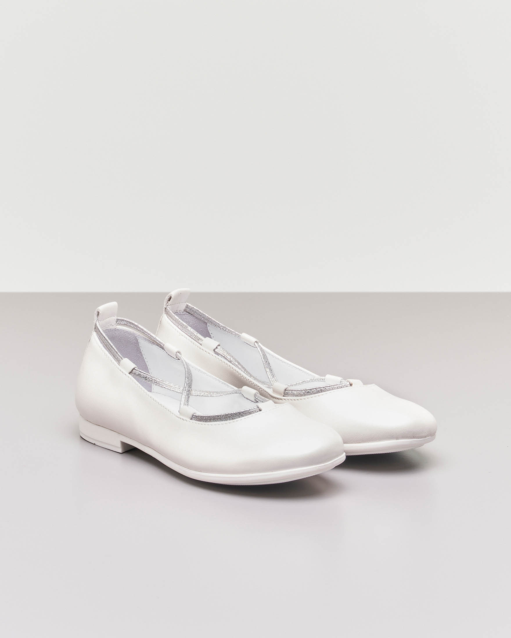 Ballerina bianca da cerimonia in pelle 35-37