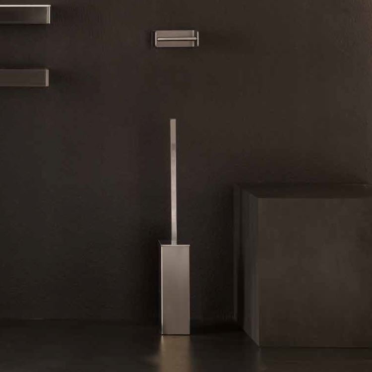 Linea Bagno 'RELAX' – Porta Scopino In Ferro Battuto E Ceramica Italiana – Colore Nero