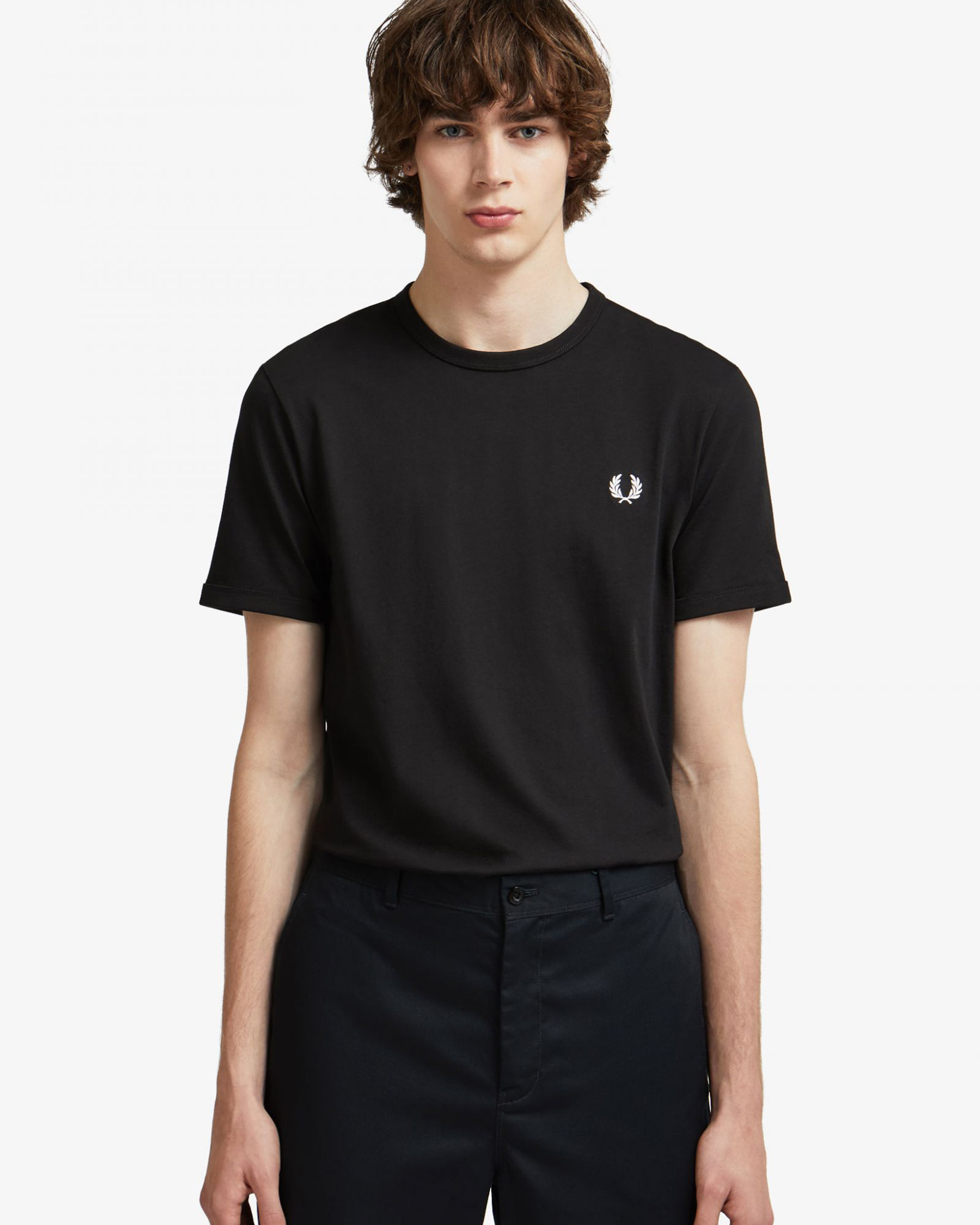 T-shirt mezza manica Fred Perry nera tinta unita