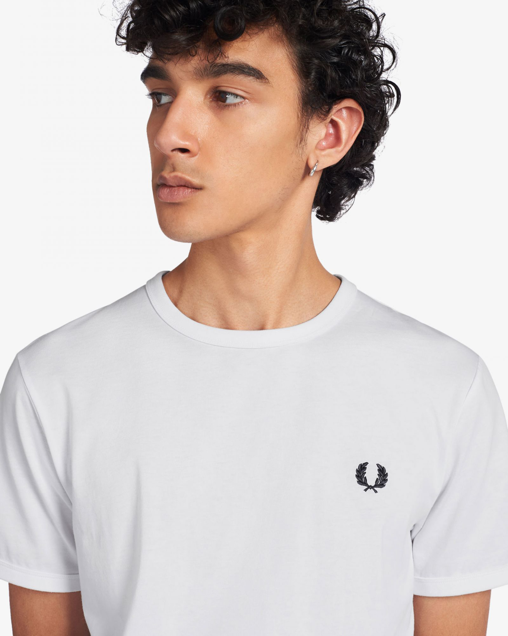 T-shirt Fred Perry bianca mezza manica tinta unita image