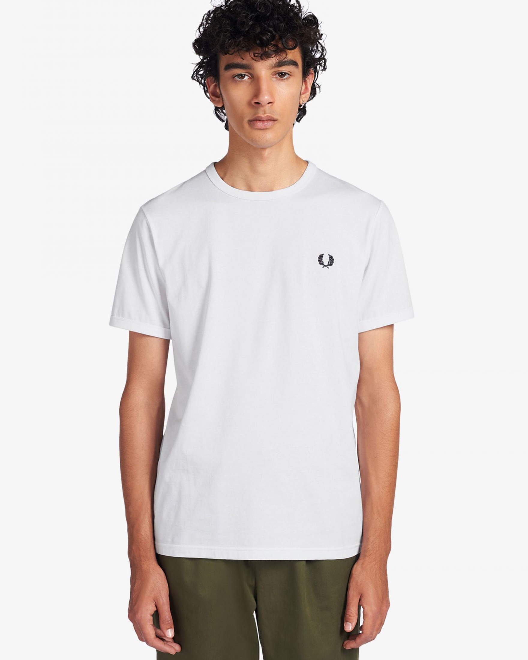 T-shirt Fred Perry bianca mezza manica tinta unita
