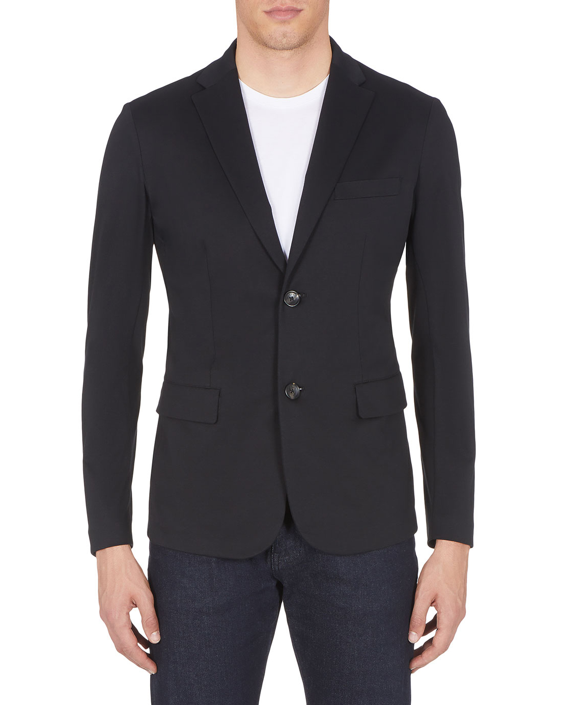 Blazer nero in jersey di cotone