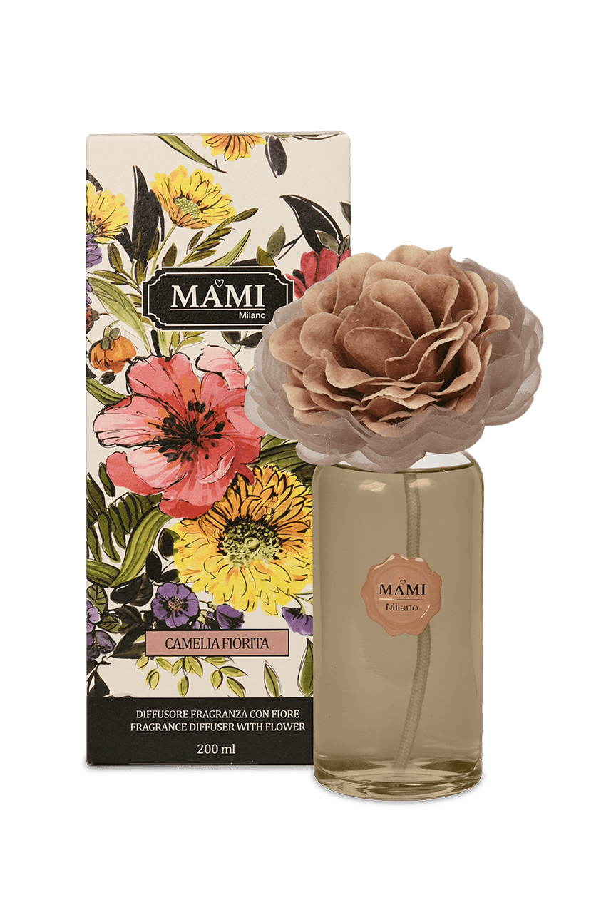 Diffusore di Profumo Ambiente con Fiore 200 ml. Camelia Fiorita Mami Milano