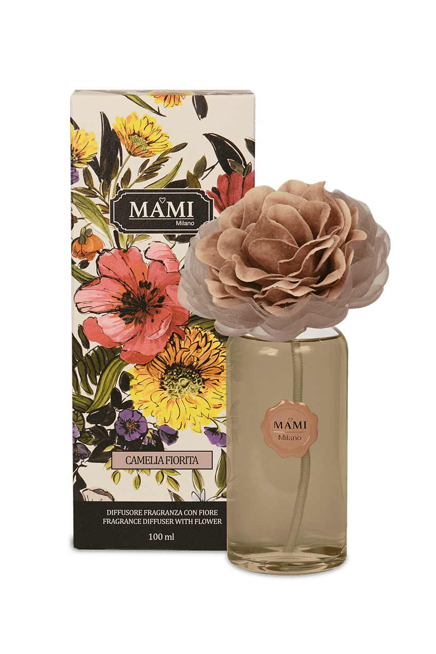 Diffusore di Profumo Ambiente con Fiore 100 ml. Camelia Fiorita Mami Milano