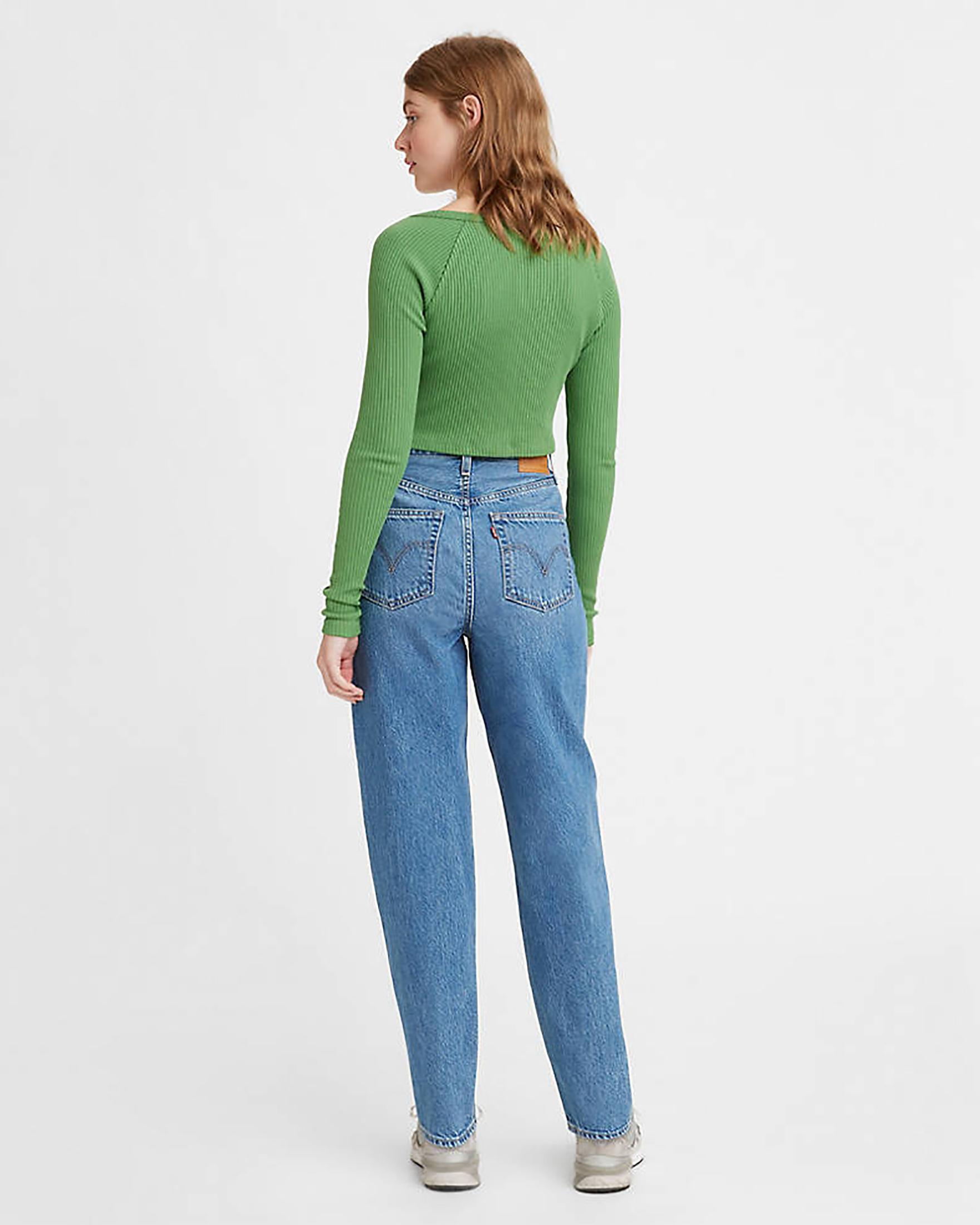 Jeans high loose tappered blu super stone washed