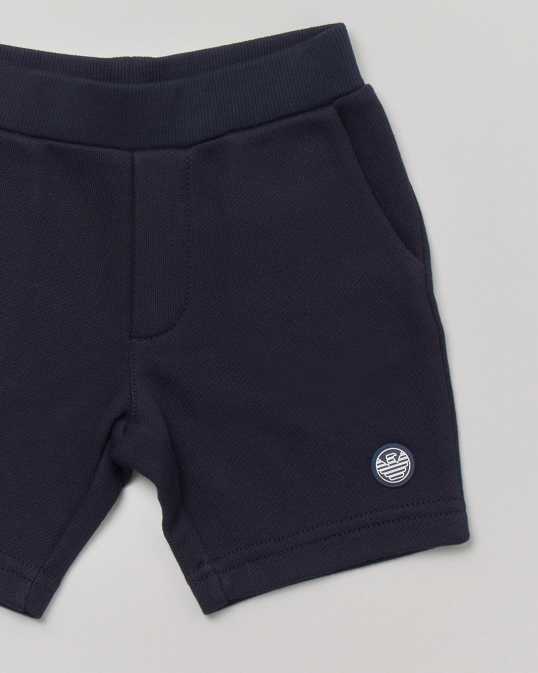 Bermuda blu in felpa con logo bollo 12-36 mesi