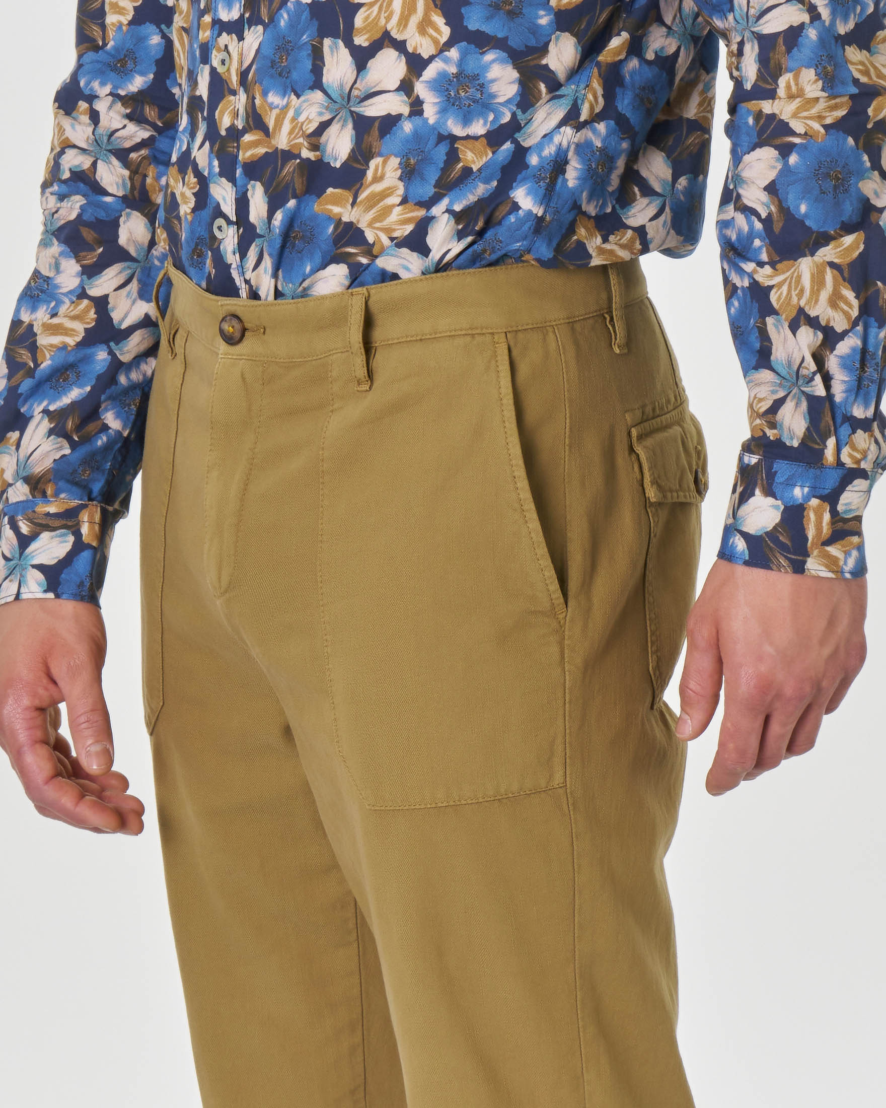 Pantalone fatigue color caramello in twill di cotone image