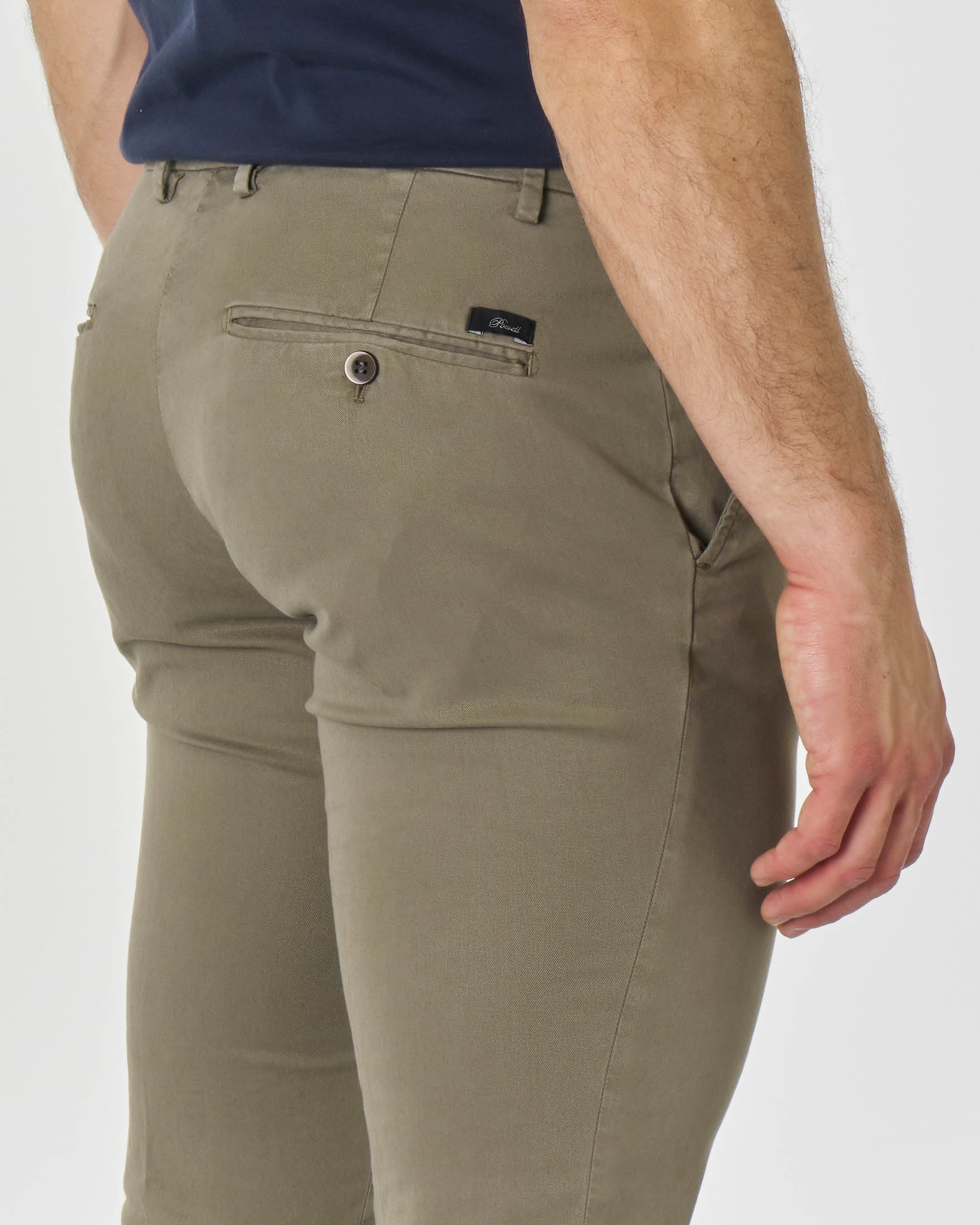Pantalone chino Levanto verde militare in twill di misto lyocell e cotone stretch