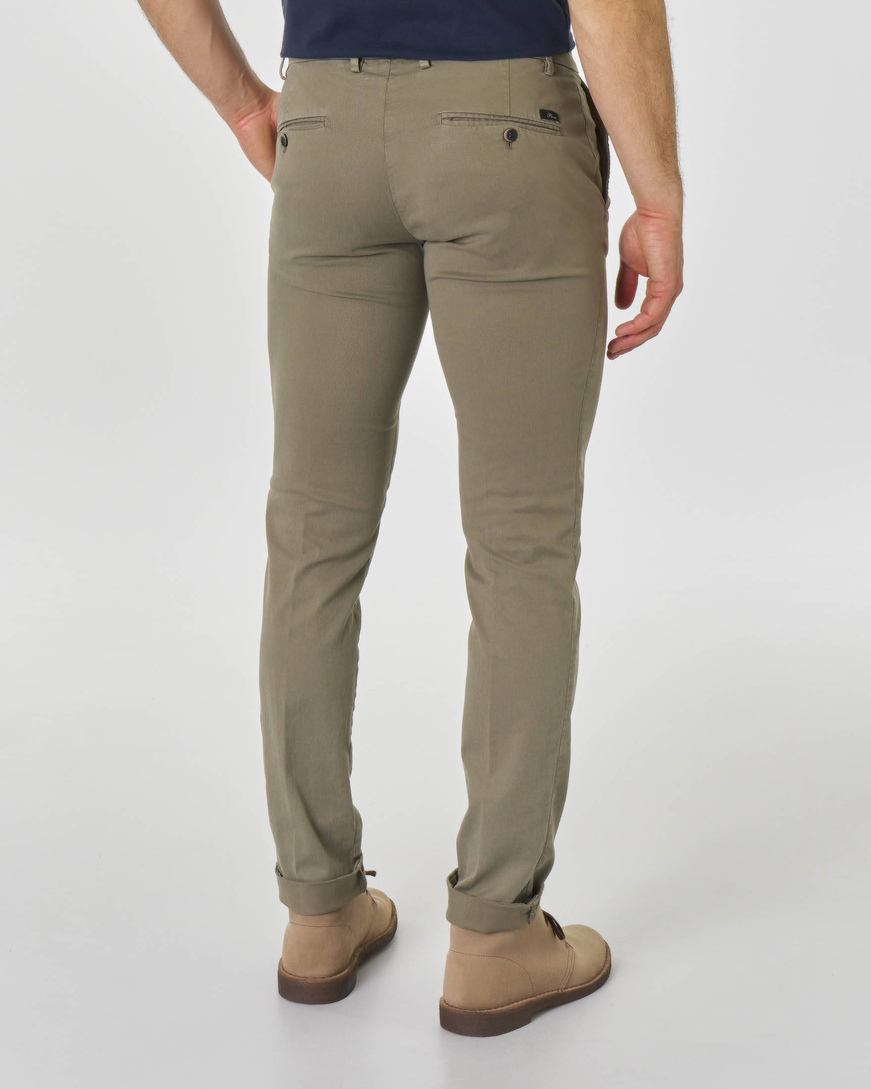 Pantalone chino Levanto verde militare in twill di misto lyocell e cotone stretch