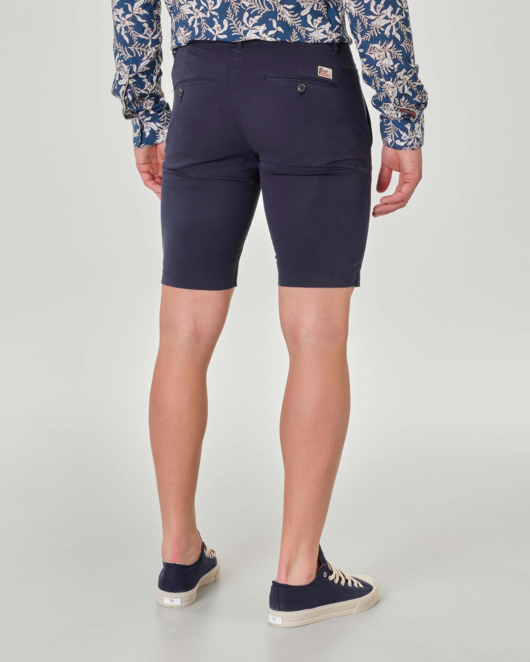 Bermuda chino New Rolf blu in gabardina di cotone stretch