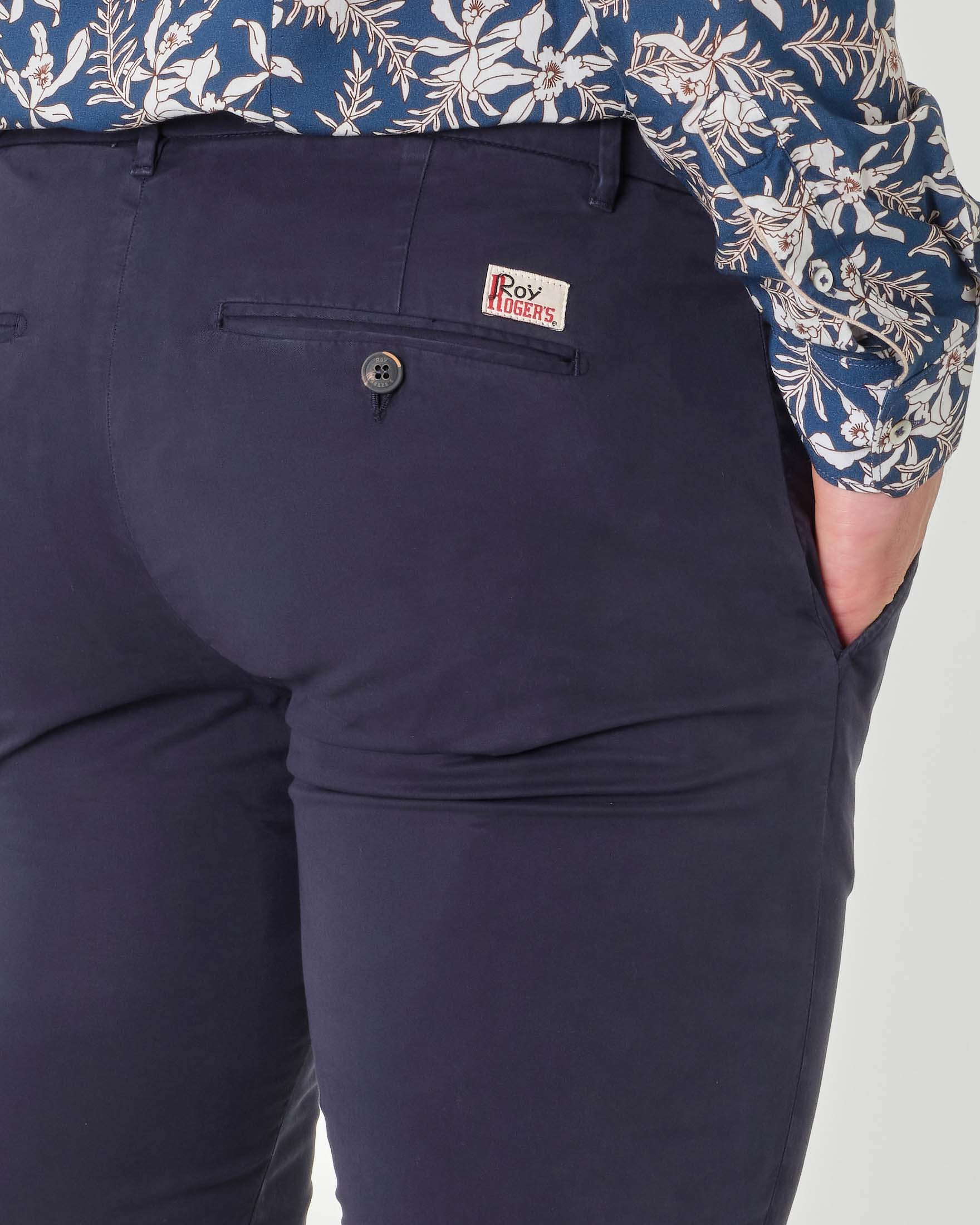 Bermuda chino New Rolf blu in gabardina di cotone stretch