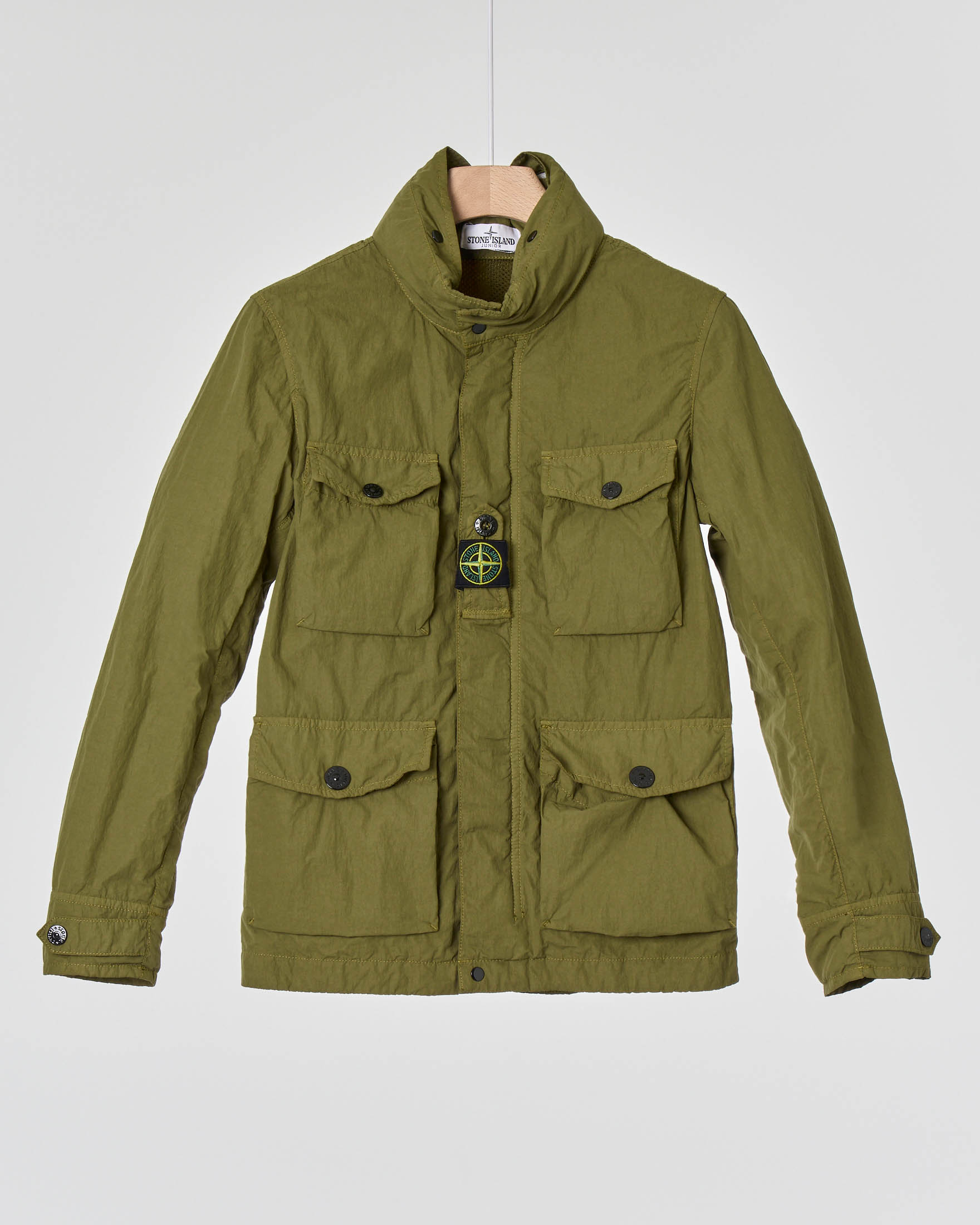 Field Jacket verde militare in canvas di cotone e nylon 8 anni