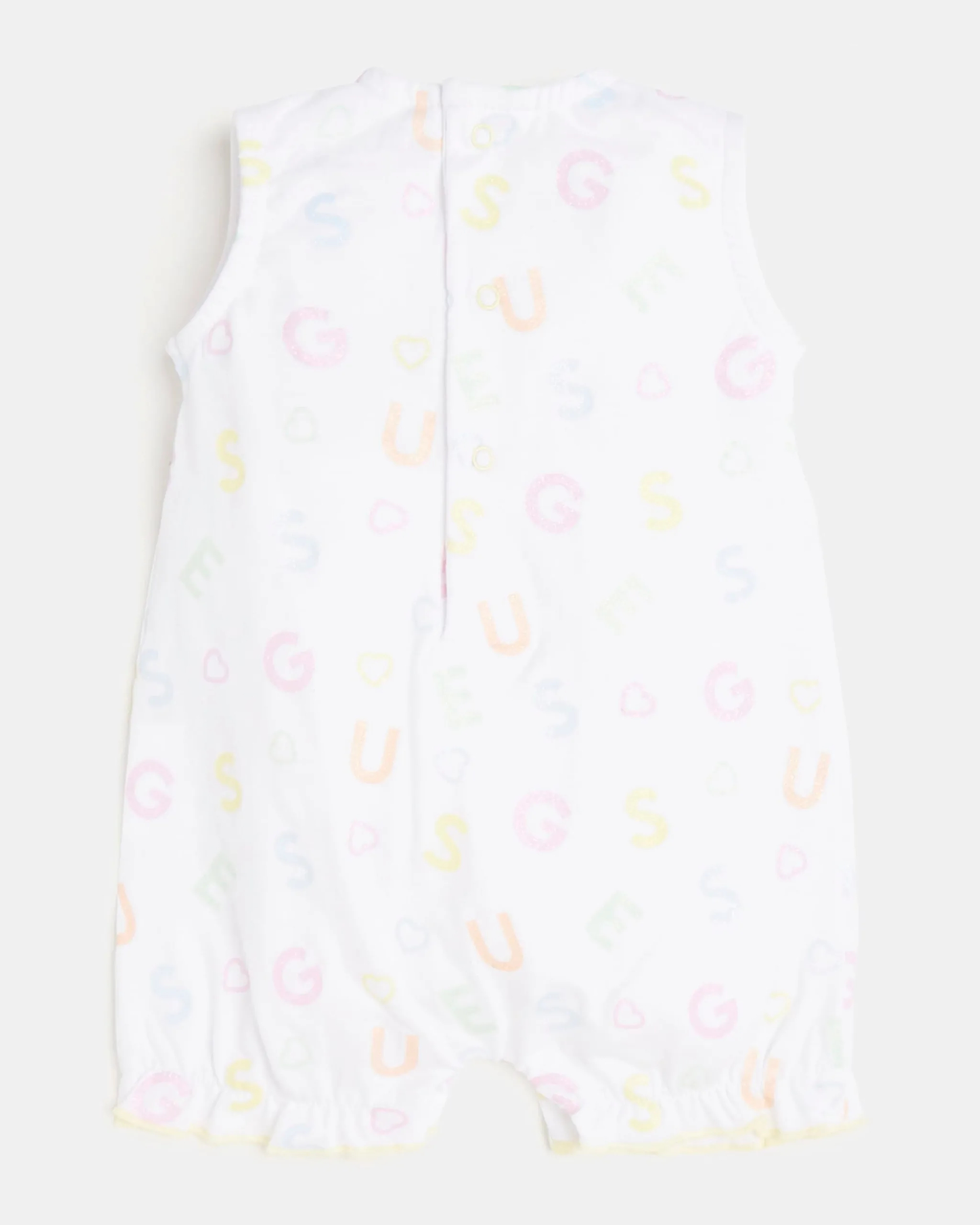 Pagliaccetto in cotone stretch a stampa lettering multicolore all over 3-9 mesi image