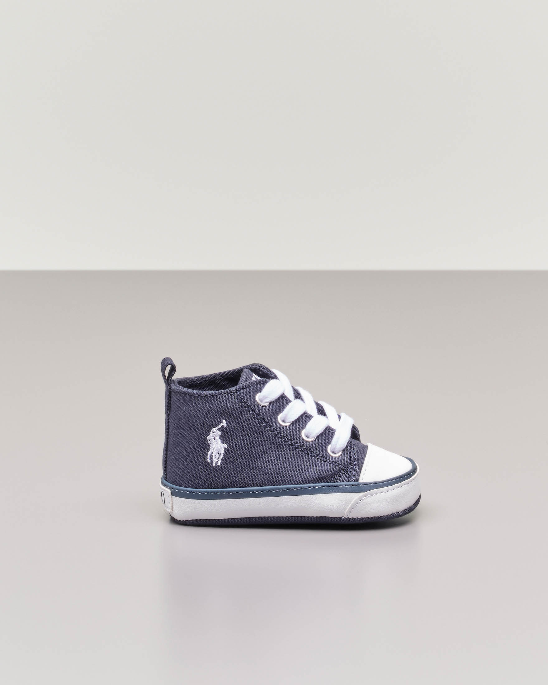 Sneakers blu in tela con stringhe e logo pony bianco 16-18