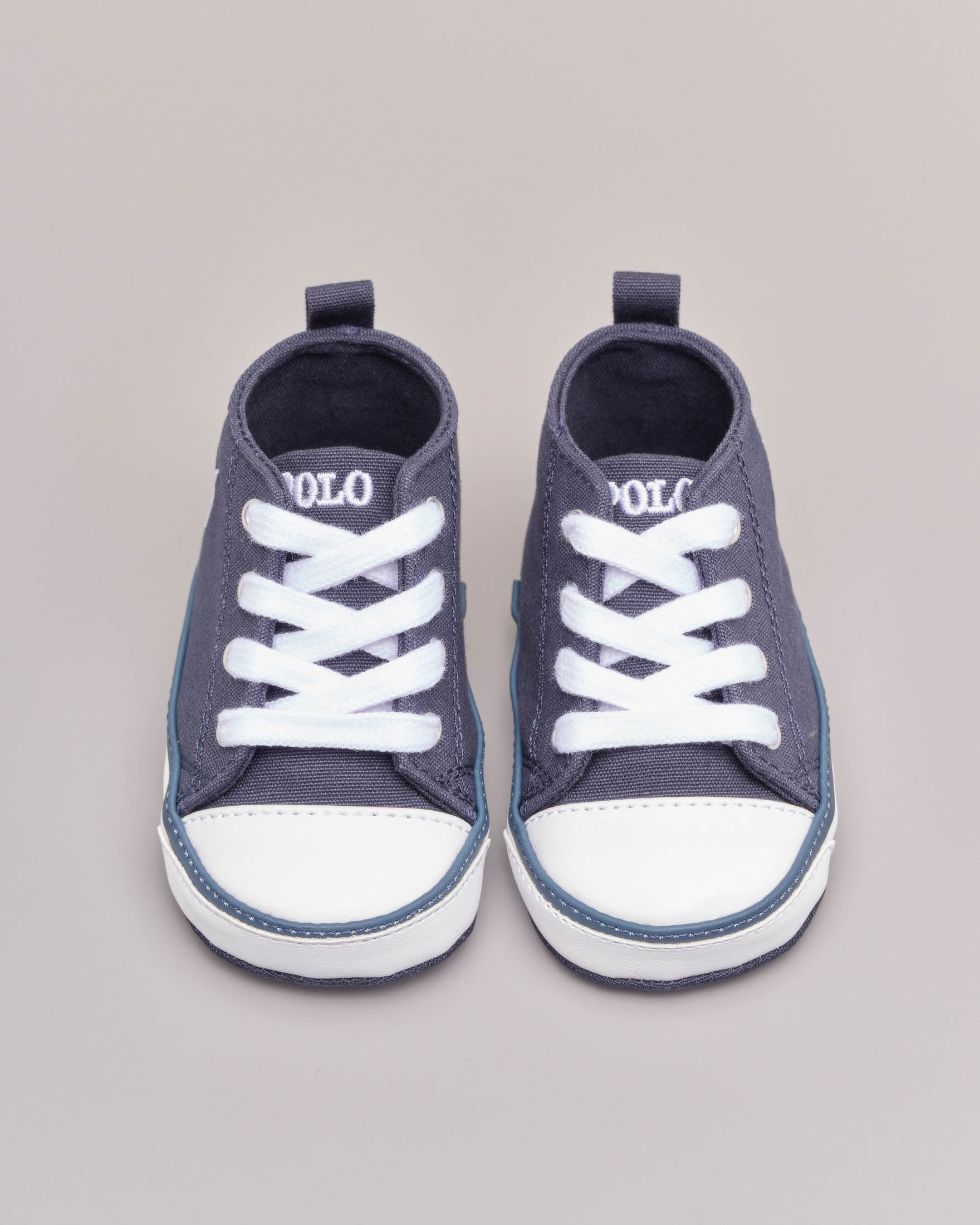 Sneakers blu in tela con stringhe e logo pony bianco 16-18