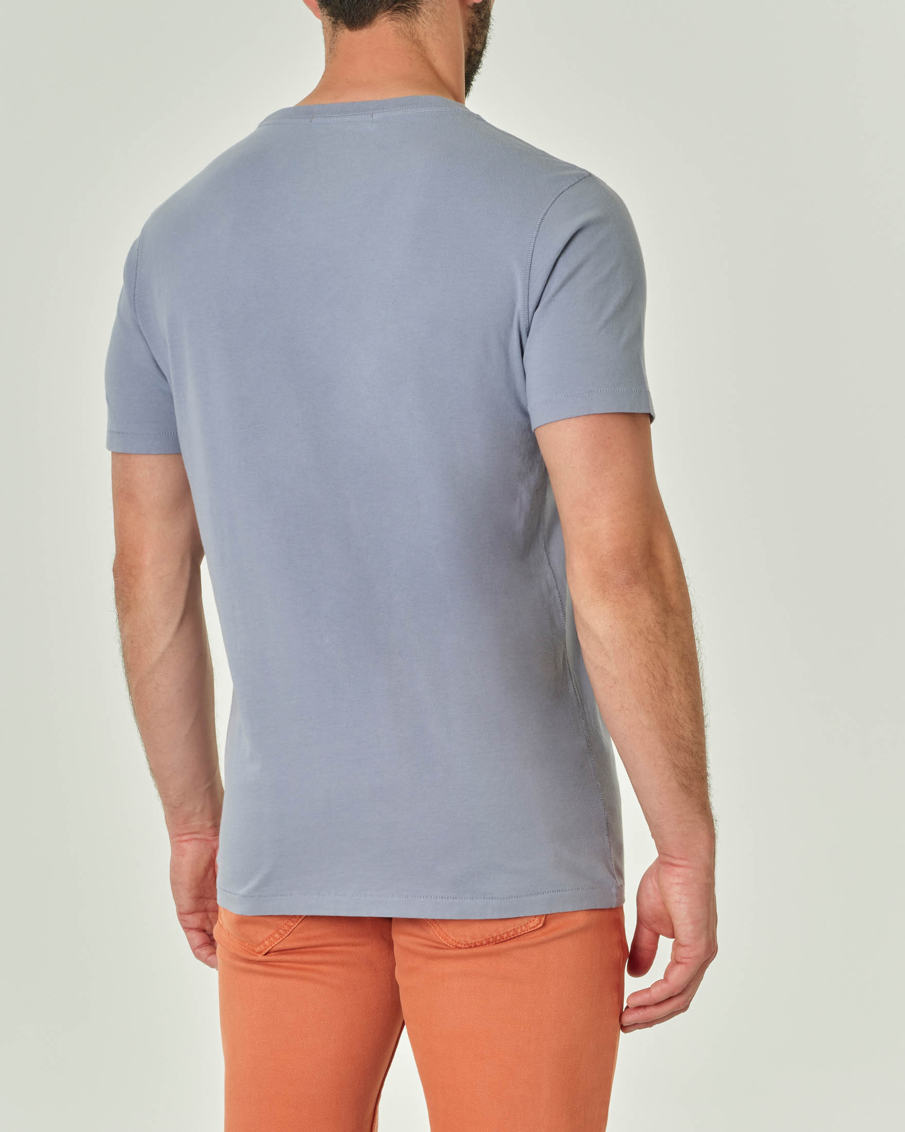 T-shirt mezza manica avio con taschino in pima cotton