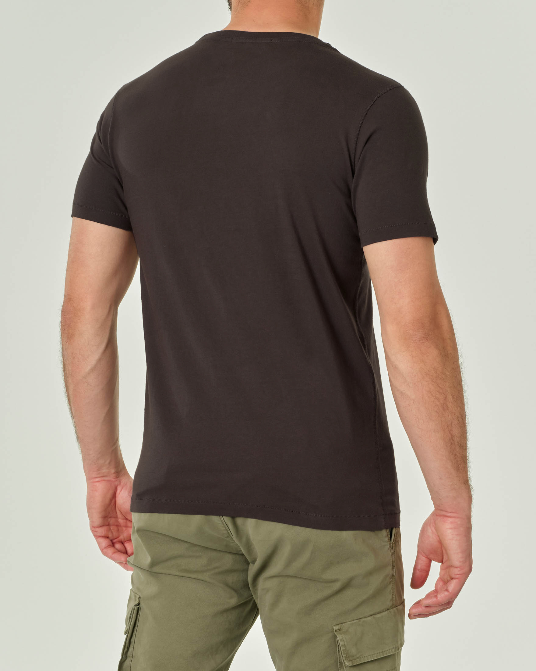 T-shirt mezza manica lavagna con taschino in pima cotton