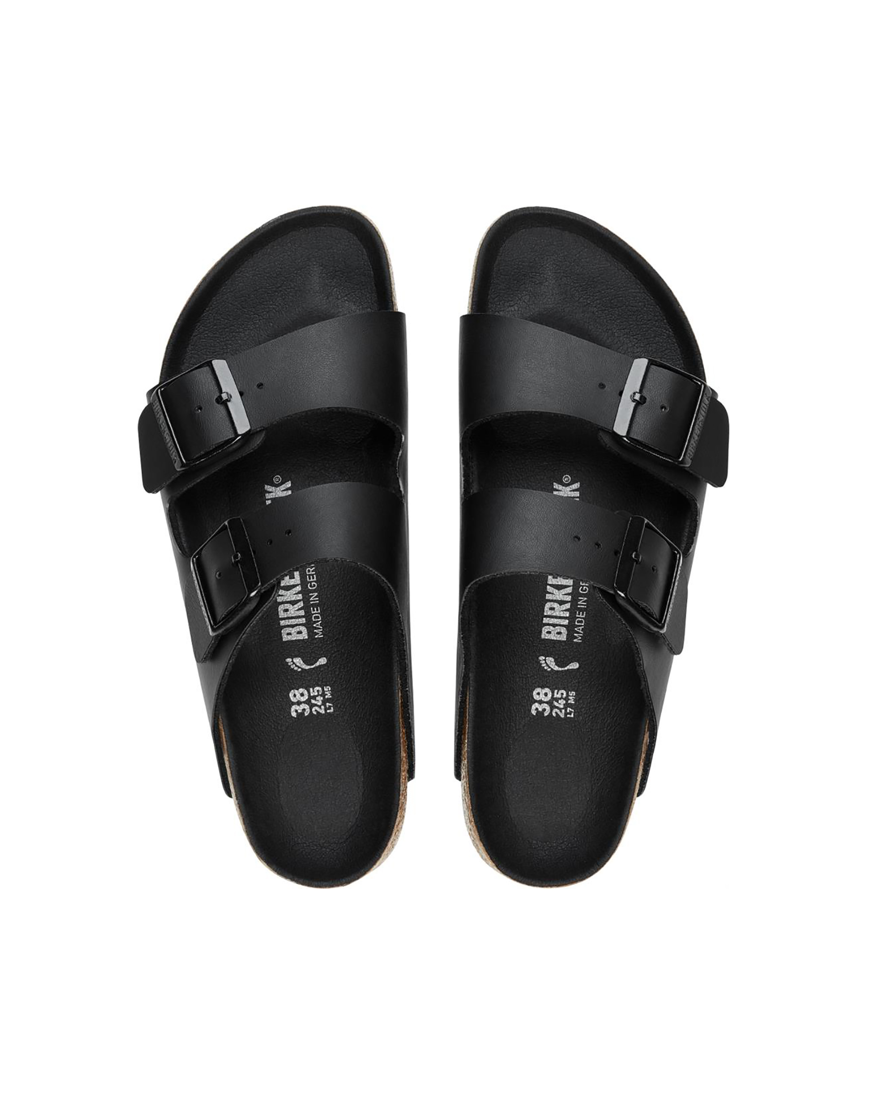 Sandalo Arizona Birkenstock nero in Birkoflor con doppia fascetta