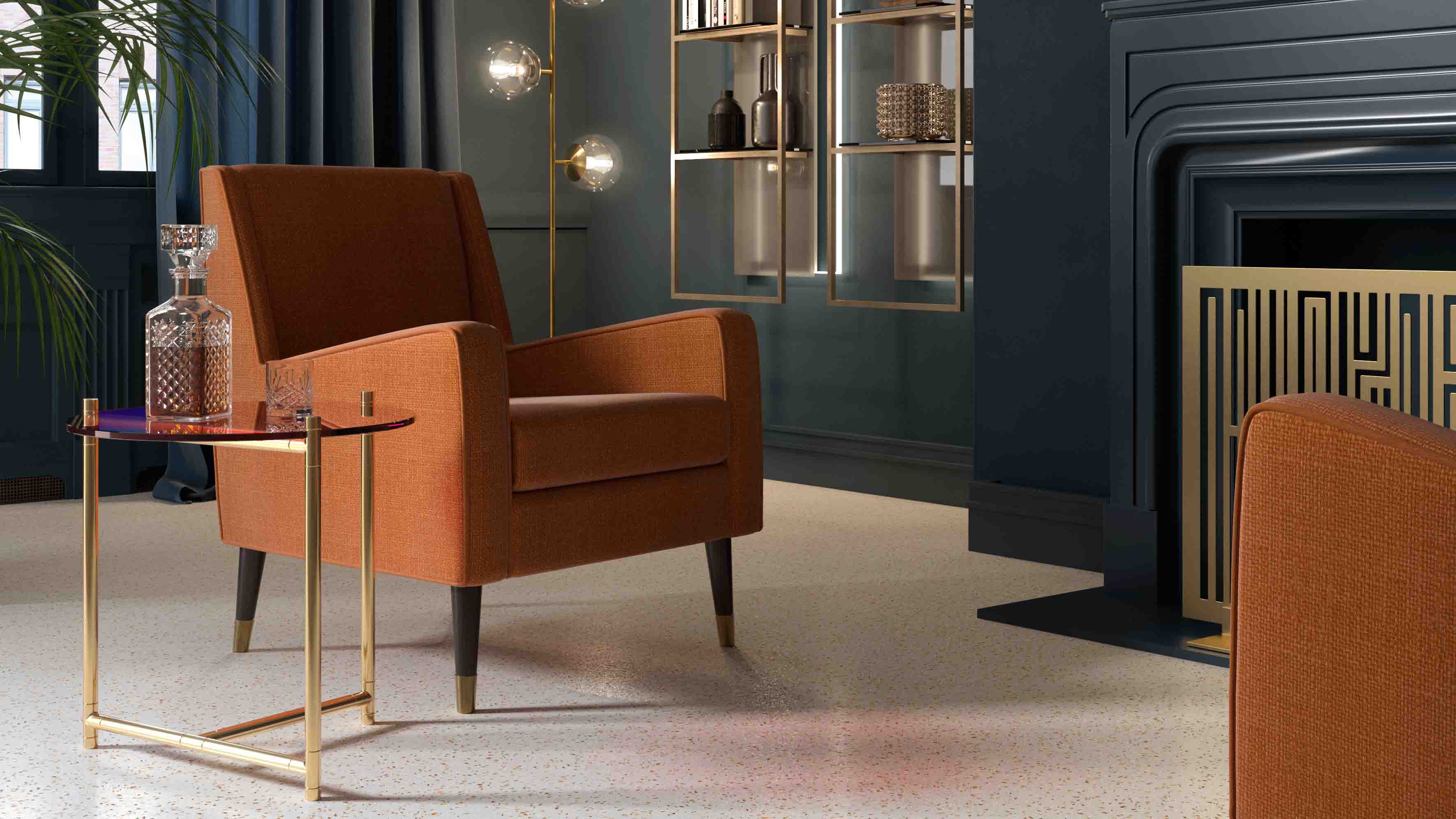 Wall2Floor Terrazzo sistema continuo con cristalli di vetro di Murano effetto terrazzo veneziano