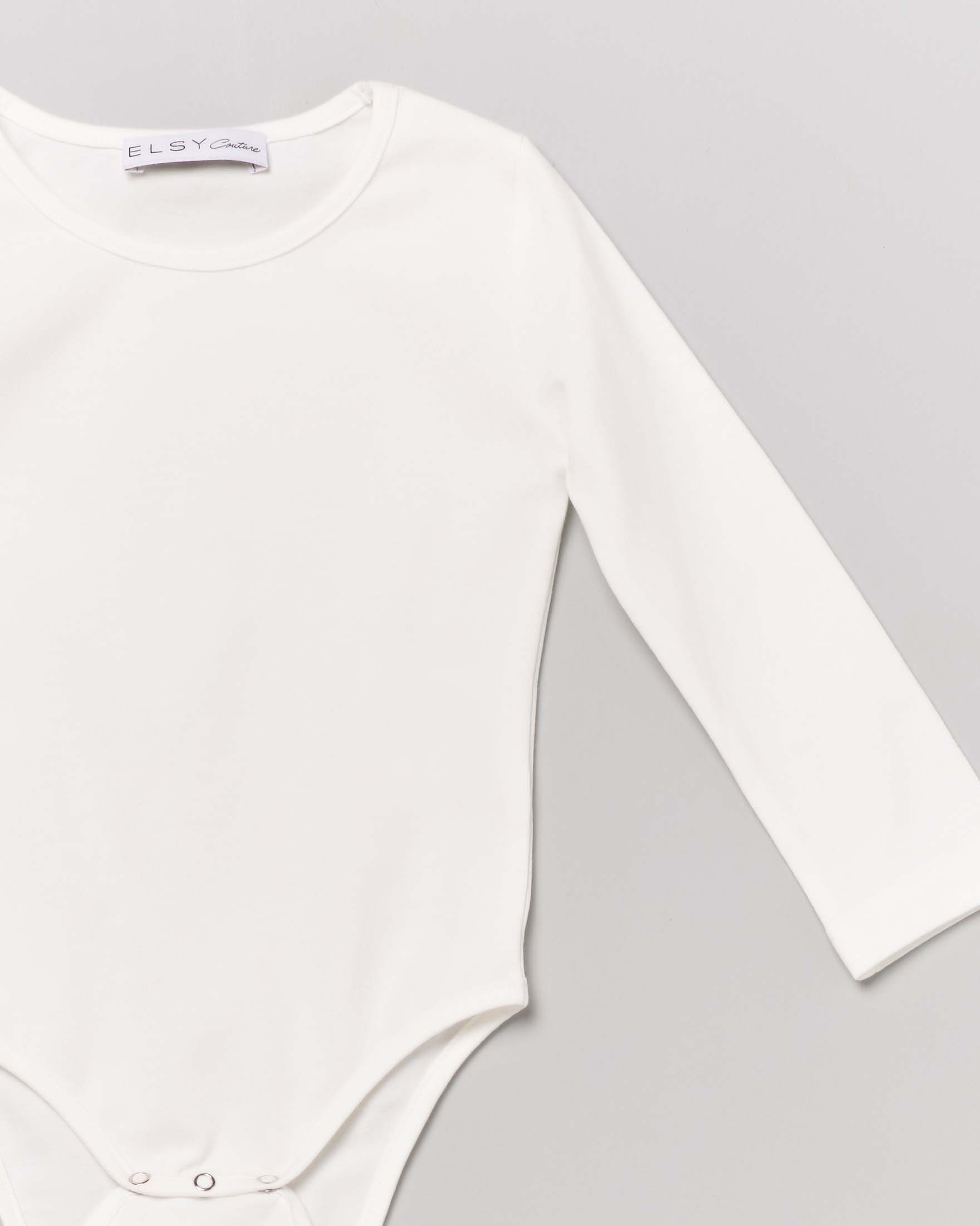 Body avorio in jersey con scollo a giro e maniche lunghe 9-18 mesi